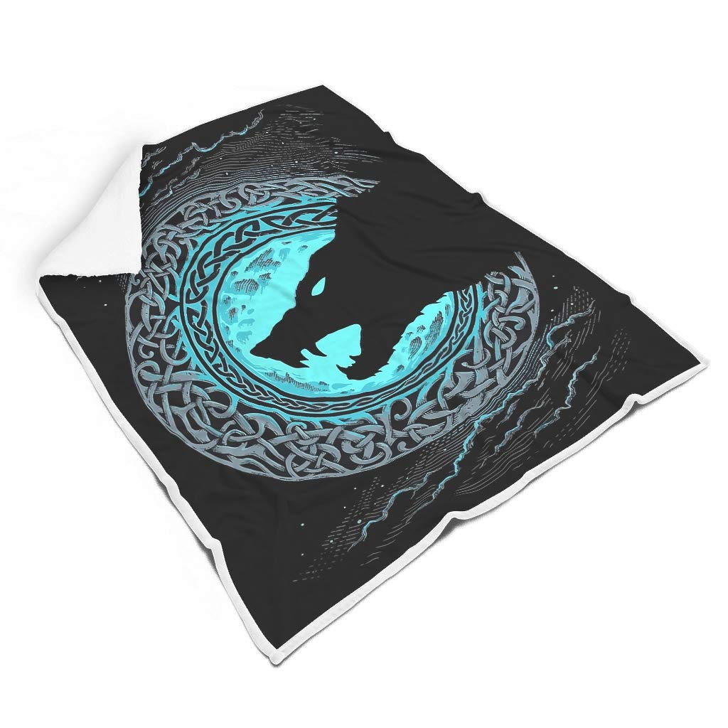 Super Soft & Warm Viking Wolf Sherpa Fleece Blanket - 60x80 Inch Cozy Throw for Couch, Sofa & Bed - Perfect for Winter Nights, Movie Time & Home Decor (White)