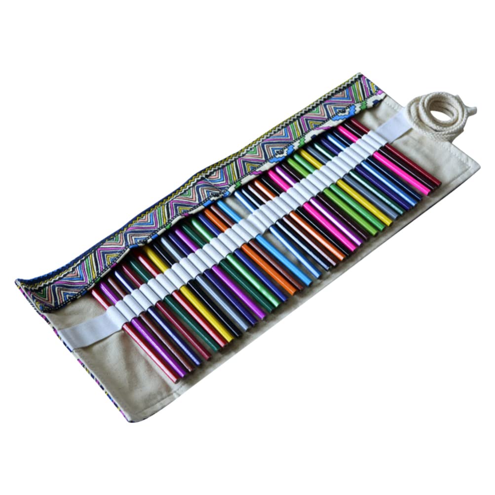 Canvas Pencil Roll Up Case - 36 Slot Large Capacity Pencil Wrap Pouch & Pen Holder | Artist Drawing Tools Organizer | Perfect for Students, Painters & Makeup Artists | Ideal for Travel, School & Studio Use