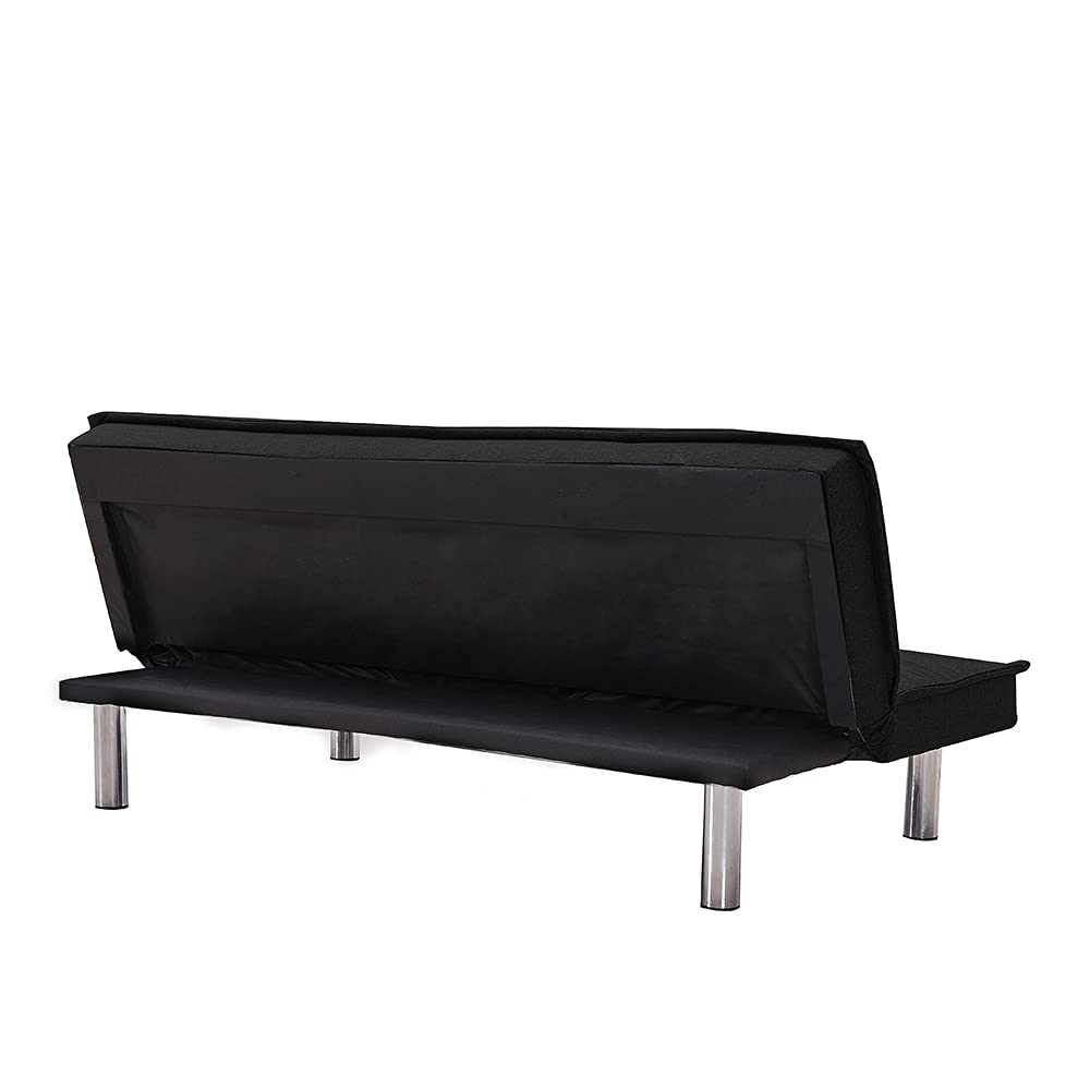 Convertible Fabric Sofa Bed - Foldable Futon Sleeper for Living Room & Guest Room, Space-Saving Black Couch with Storage (Perfect for Small Apartments & Home Offices)