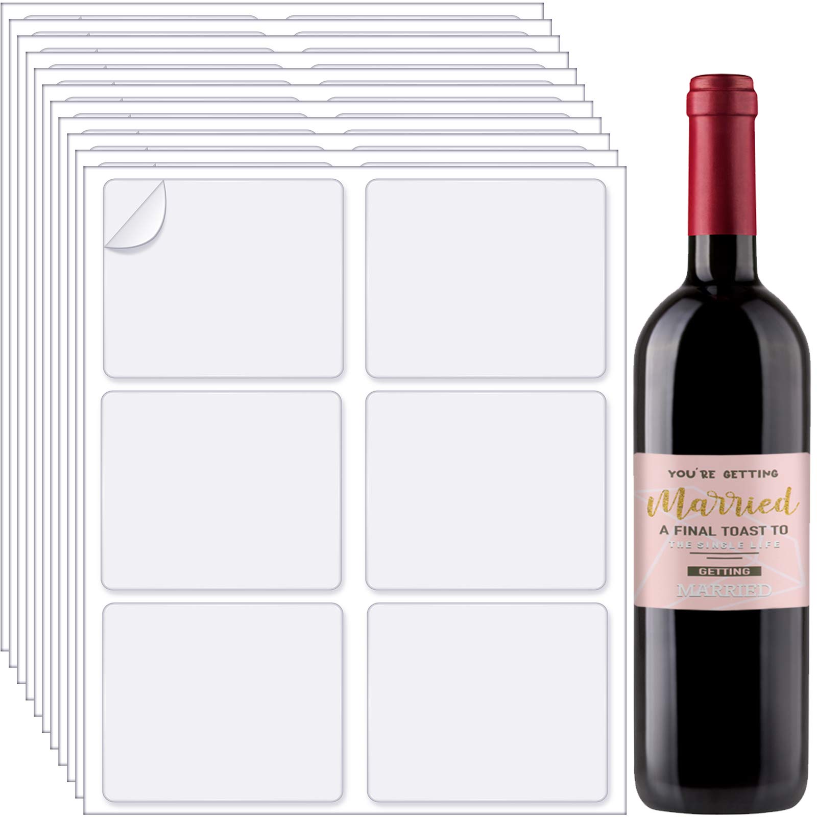 4 x 3-1/3 Inch Matte White Printable Wine Bottle Labels - 60 Blank Adhesive Stickers for DIY Wine Making (10 Sheets, 6 Labels per Sheet) - Compatible with Laser & Inkjet Printers - Perfect for Home Brewing, Wedding Favors & Gift Bottles