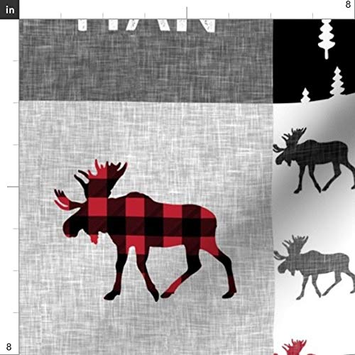 Woodland Buffalo Plaid Moose Printed Minky Fabric - Soft Plush Fat Quarter for Baby Blankets, Quilt Backing & Sewing Projects | Camping & Nursery Decor