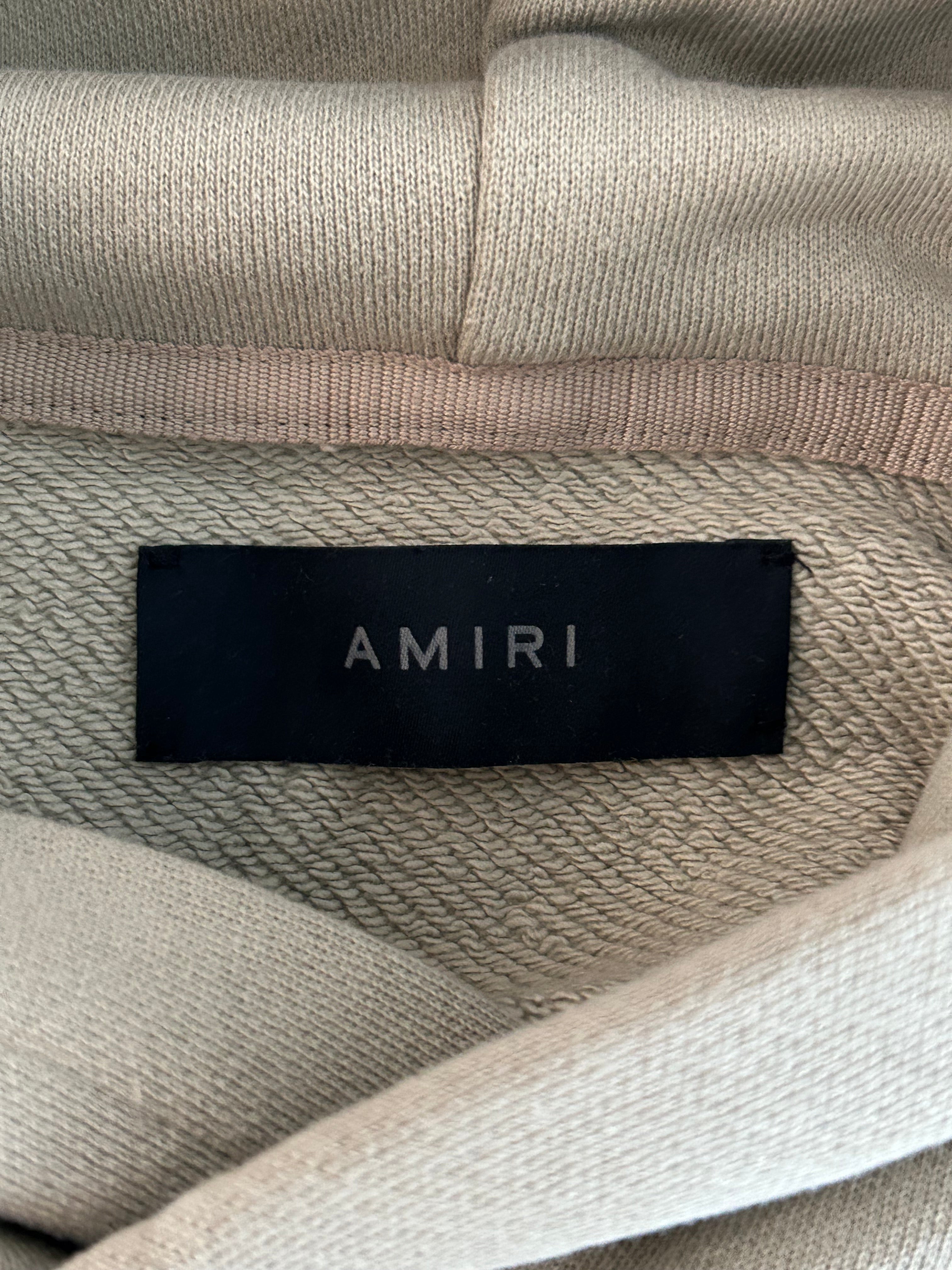 Amiri MA Bar Logo Hoodie for Men - Tan & White Pullover Sweatshirt | Streetwear Fashion, Casual Wear & Layering Essential
