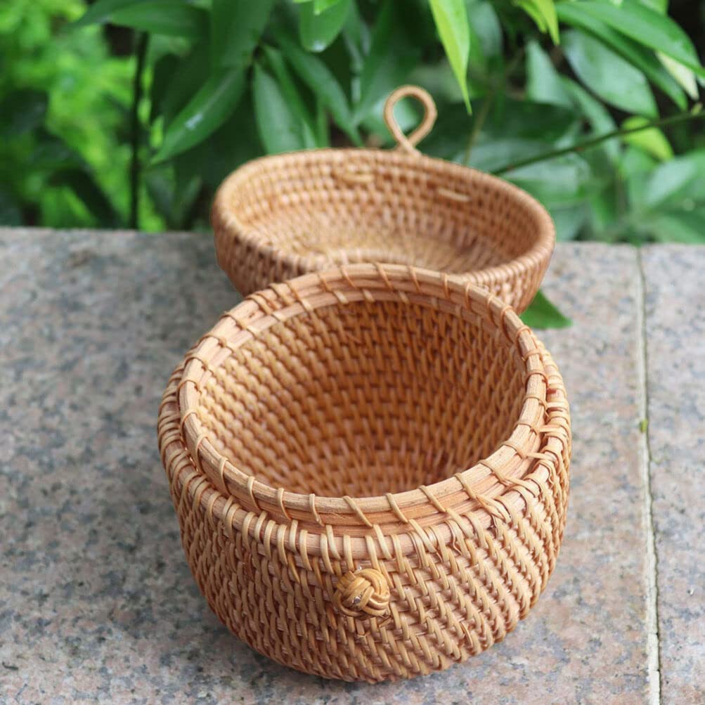 Natural Rattan Storage Basket - Multi-Purpose Woven Organizer for Plants, Toys, Candy, Bread & Tea | Stylish Desk & Home Decor | Eco-Friendly White Rattan Bin for Living Room, Kitchen & Office