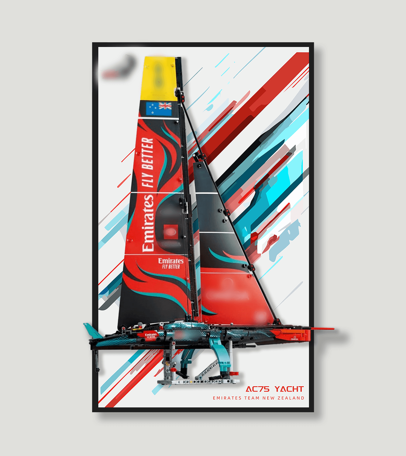 LEGO Emirates Team New Zealand AC75 Racing Yacht 42174 Wall Display Frame - Premium LEGO Model Showcase for Home & Office Decoration