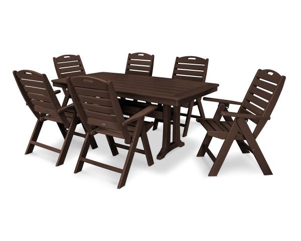 Polywood 7-Piece Nautical Outdoor Dining Set - Waterproof & Durable Patio Furniture for Poolside, Beach House, or Backyard Entertaining