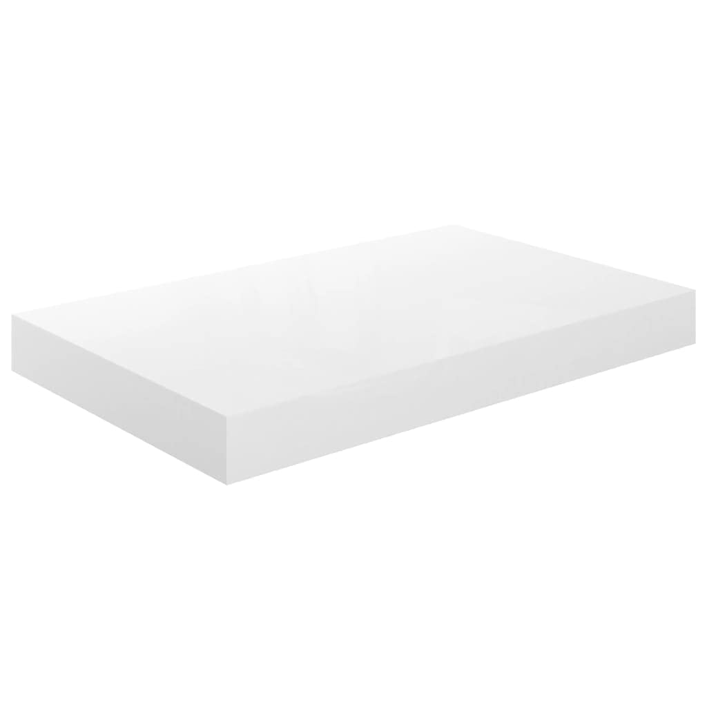 Floating Wall Shelf - 15.7x9.1 Inches White MDF Wall Mounted Display Ledge for Living Room, Bedroom, Office - Modern High Gloss Shelves for Books, Photos, Decor & Collectibles