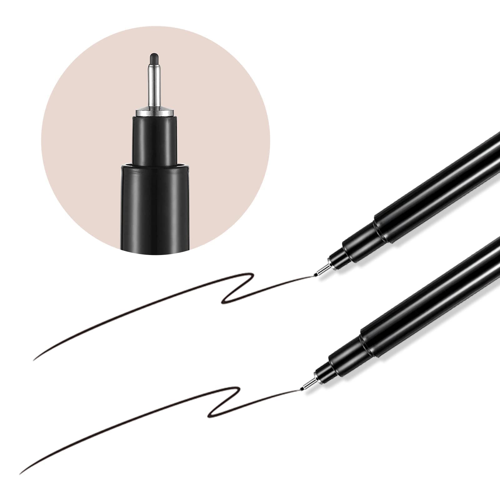 3-Piece Nail Art Pen Set - Waterproof Fine Tip Liner Brush for DIY Abstract Lines & Flower Designs | Professional Nail Art Supplies Tools (Black) | Perfect for Salon, Home Manicures & Creative Nail Art Designs