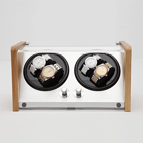 Premium HUACHEN-LS Automatic Watch Winder - Carbon Fiber Storage Display Case for Automatic & Mechanical Watches (Silver Aluminum, Single Watch) - Perfect for Watch Collectors & Nightstand Display