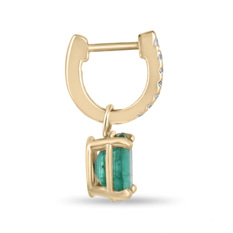 2.0tcw Oval Cut Emerald and Diamond Dangle Earrings in 14K Gold - Elegant Green Gemstone Jewelry for Women, Perfect for Weddings, Parties & Special Occasions