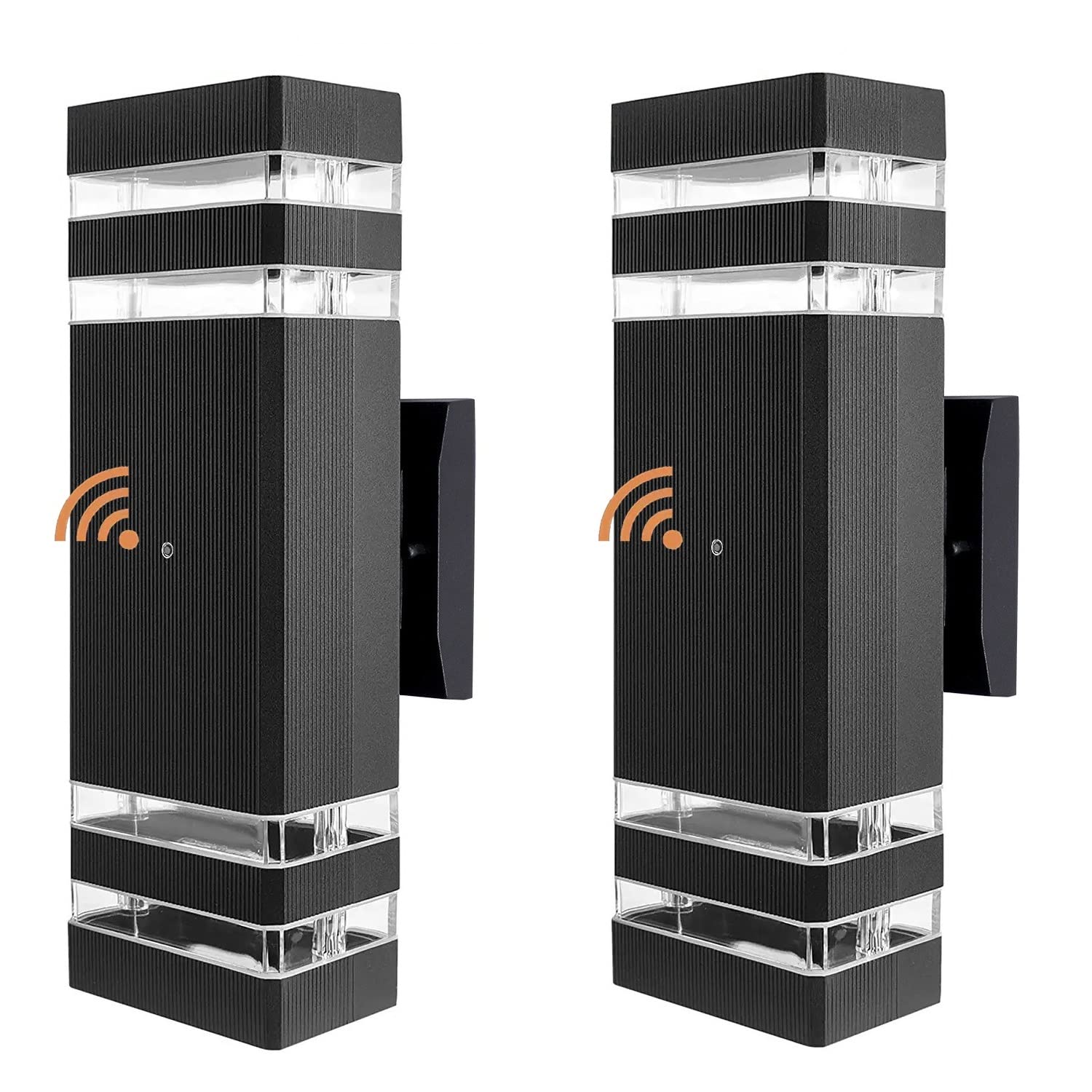 RETRELMP 2 Pack Dusk to Dawn Outdoor Wall Lights - Black LED Exterior Lighting Fixtures, Square Porch Up Down Wall Sconce for Front Door, Hallway, Patio, Garage - Weatherproof & Energy Saving for Home Security & Curb Appeal