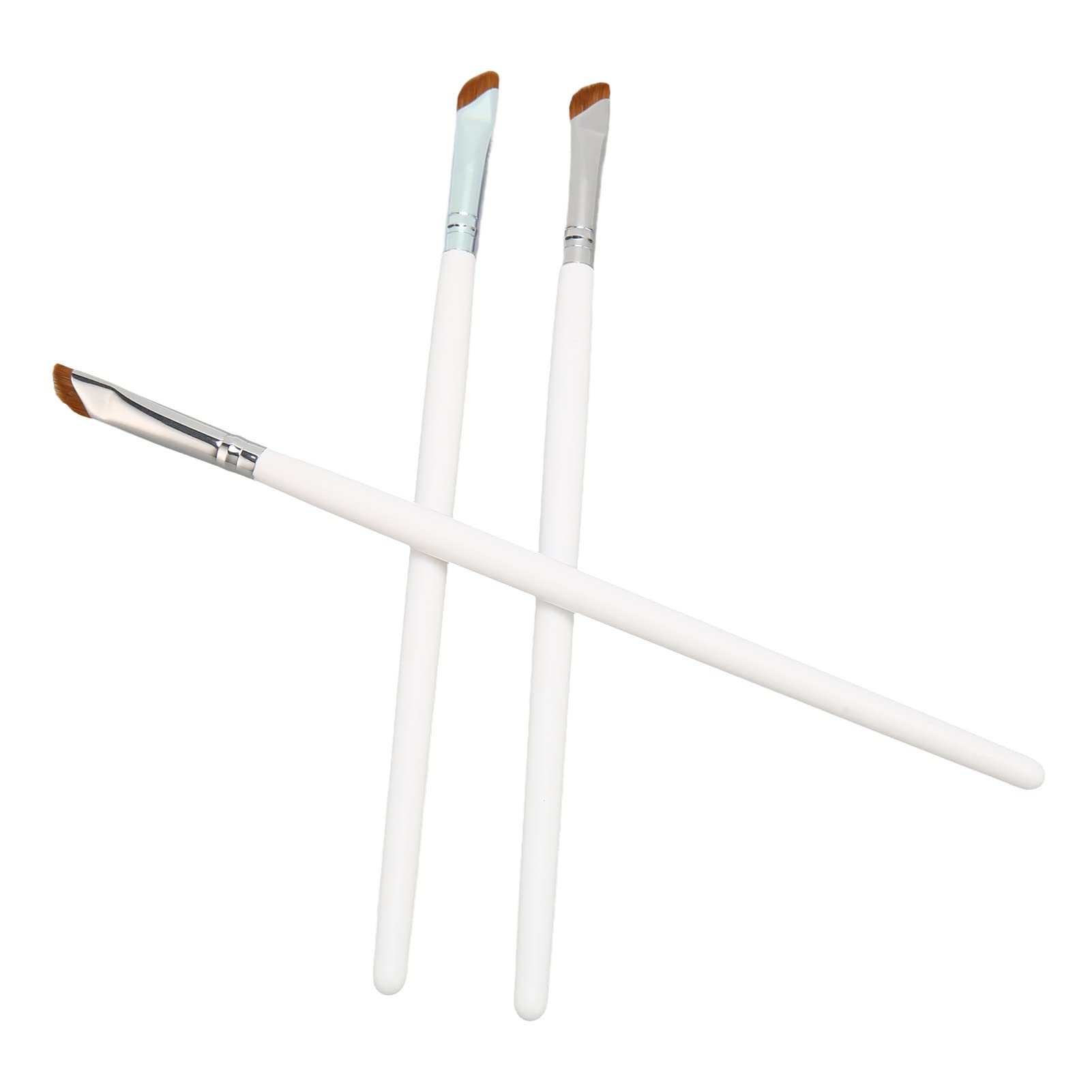 Professional Eyeliner Makeup Brush Set - 3pcs Slanted Nylon Brushes with Wooden Handle for Precise Winged Eyeliner - Perfect for Salon, Home Use & Makeup Artists | Waterproof Eyeliner Application, Smokey Eye Makeup & Daily Beauty Routine