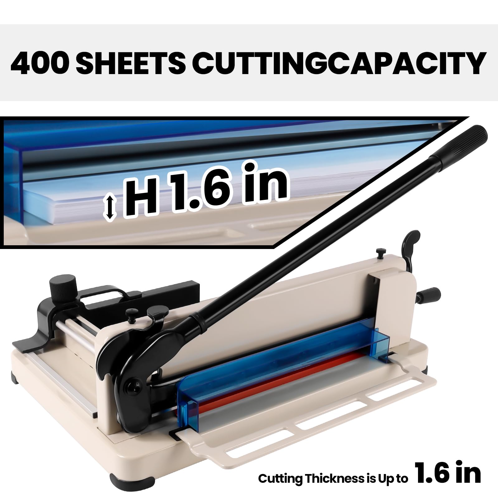 Heavy Duty Guillotine Paper Cutter - 12 Inch A4 Stack Paper Trimmer for Office, Home & School - Cuts Up to 400 Sheets - Perfect for Crafting, Scrapbooking & Document Preparation
