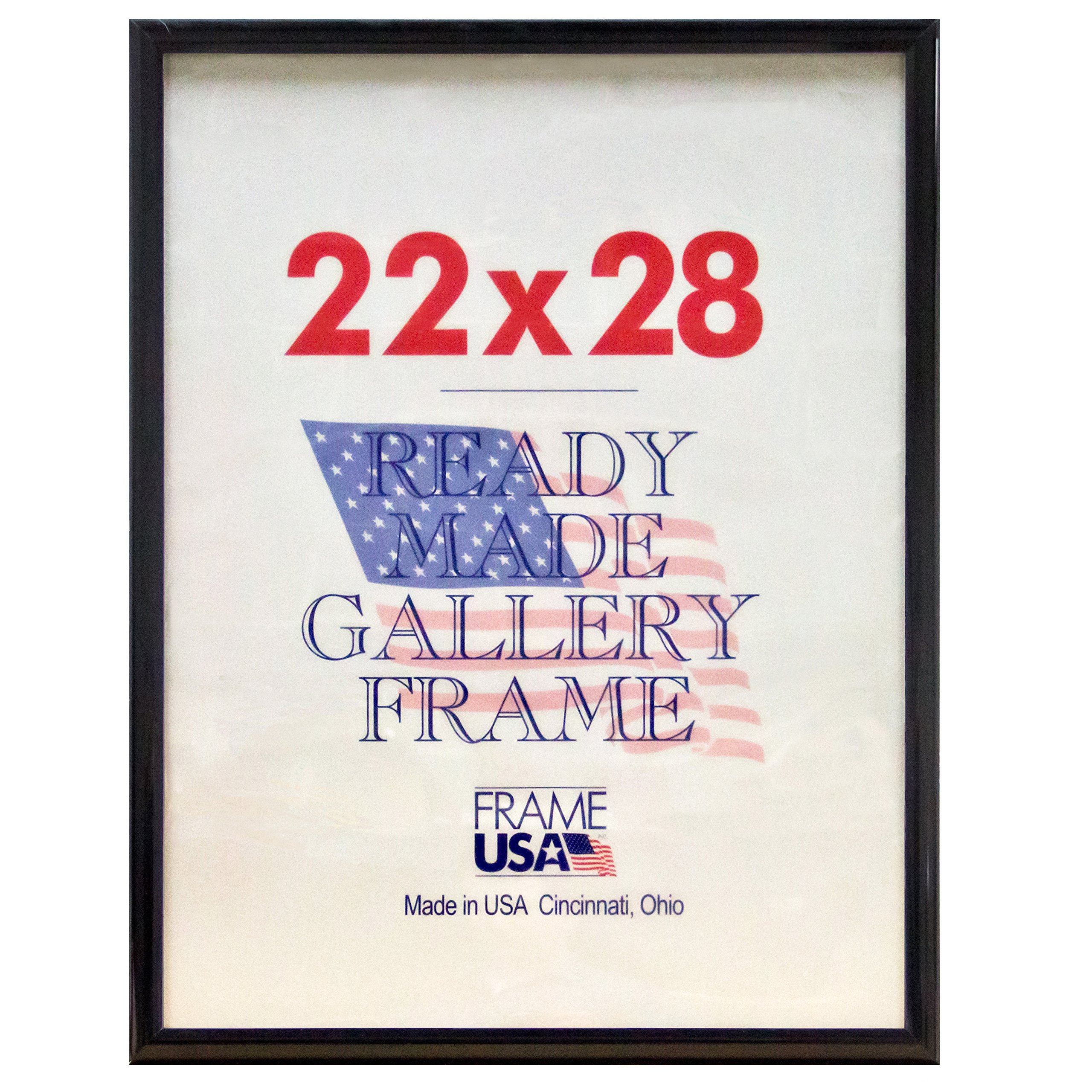 Frame USA 22x28 Deluxe Polystyrene Plastic Poster Frame (Black) - American Made - Perfect for Home Decor, Office Displays & Artwork Protection