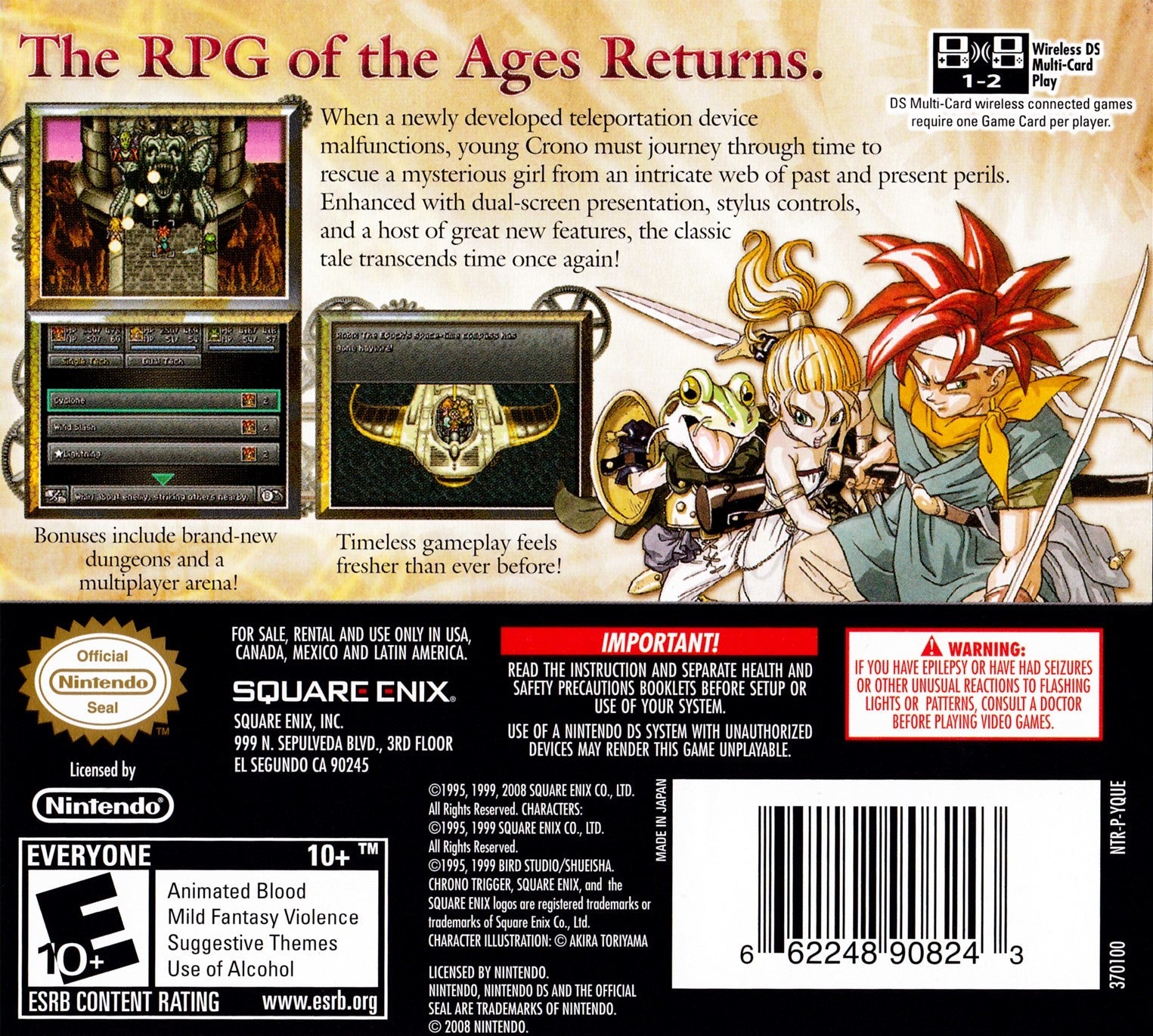 Used Chrono Trigger DS Video Game - Classic RPG for Nintendo DS | Perfect for Collectors & Retro Gaming Enthusiasts