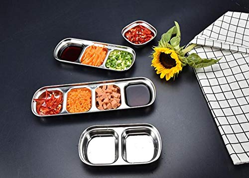 4-Piece Stainless Steel Dipping Sauce Dish Set - Small Condiment Bowls for Soy Sauce, Ketchup, Mustard - Perfect for Appetizers, Sushi, Dumplings & Party Snacks