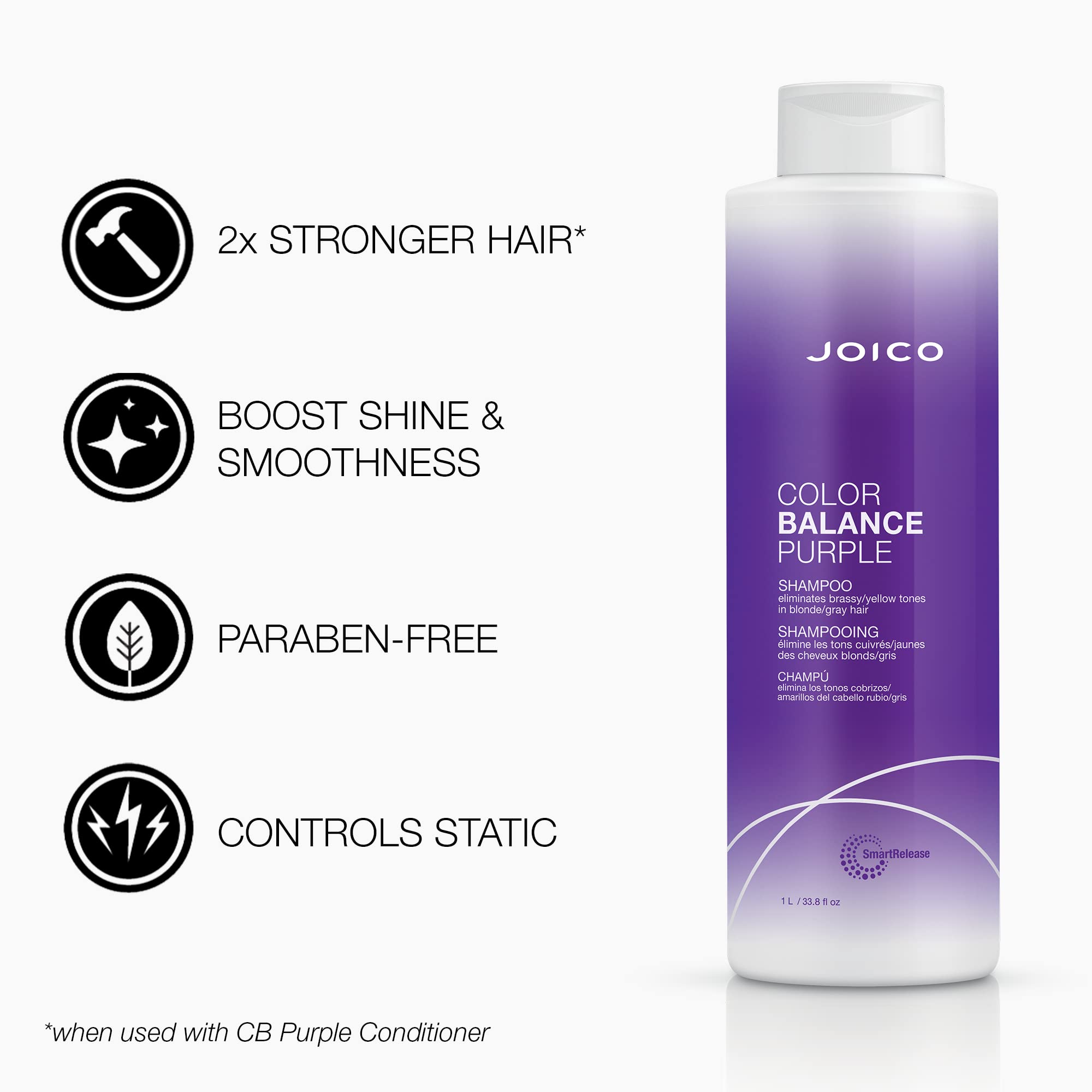 Joico Color Balance Purple Shampoo & Conditioner Set - Toning Treatment for Blonde, Silver & Gray Hair | Neutralizes Brassiness & Yellow Tones | Enhances Shine & Color Vibrancy | UV Protection | Infused with Rosehip Oil & Green Tea Extract | Perfect for Salon-Quality Hair Care at Home