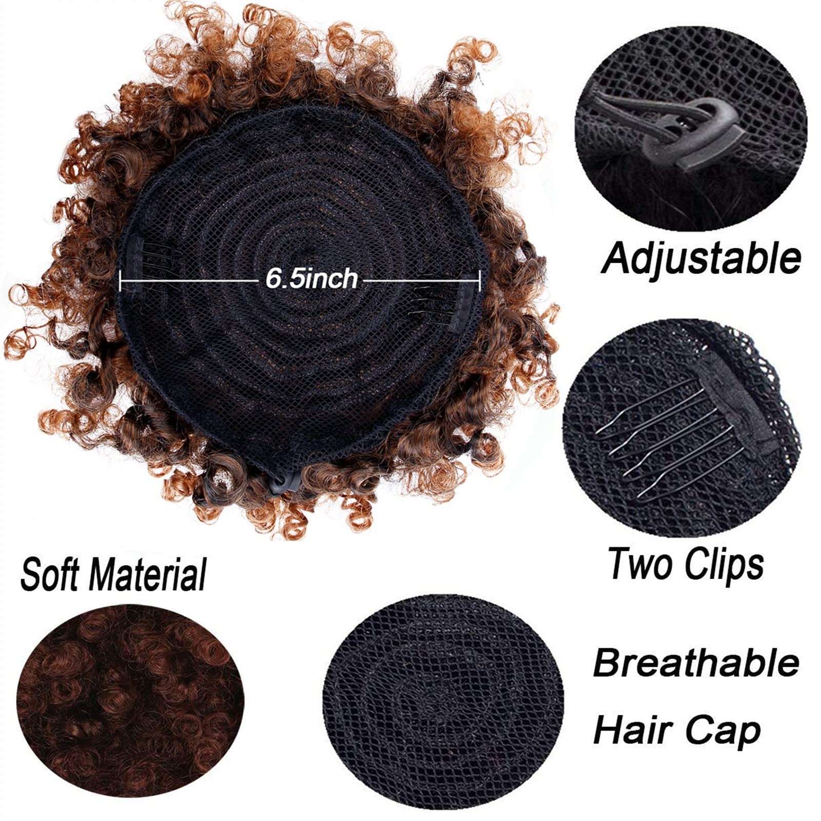 Women's Synthetic Hair Bun - Afro Curly Shaggy Ponytail Extensions with Drawstring | Black Women's Hair Pieces | Perfect for Parties, Weddings & Daily Styling (Color: 08)