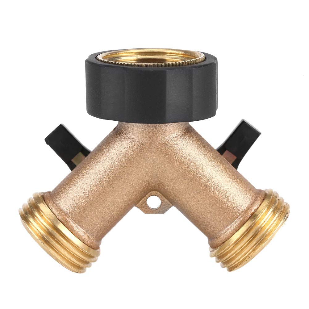 2-Way Brass Garden Hose Splitter - 3/4