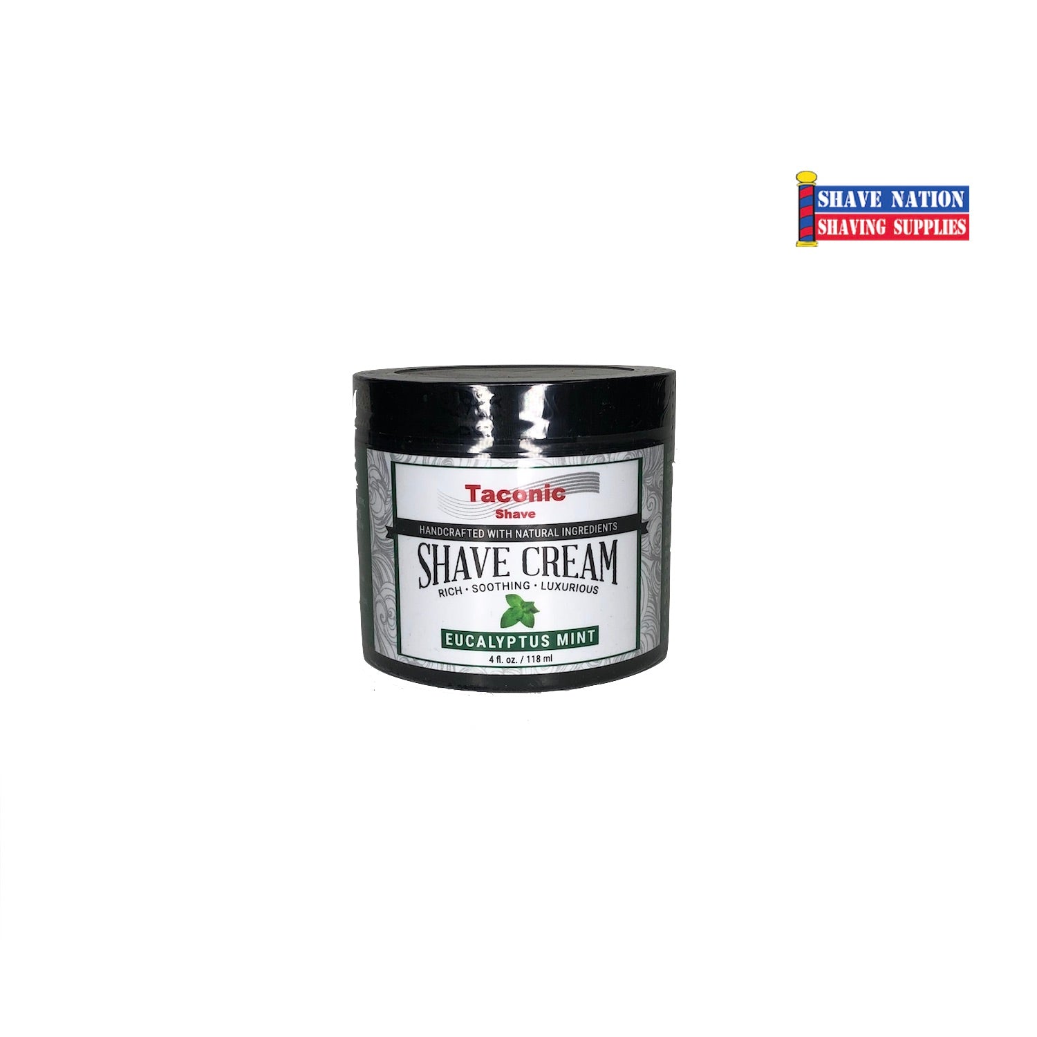 Taconic Eucalyptus Mint Shaving Cream for Men - Natural & Soothing Shave Gel with Cooling Menthol - Perfect for Sensitive Skin & Close Shaves at Home or Travel