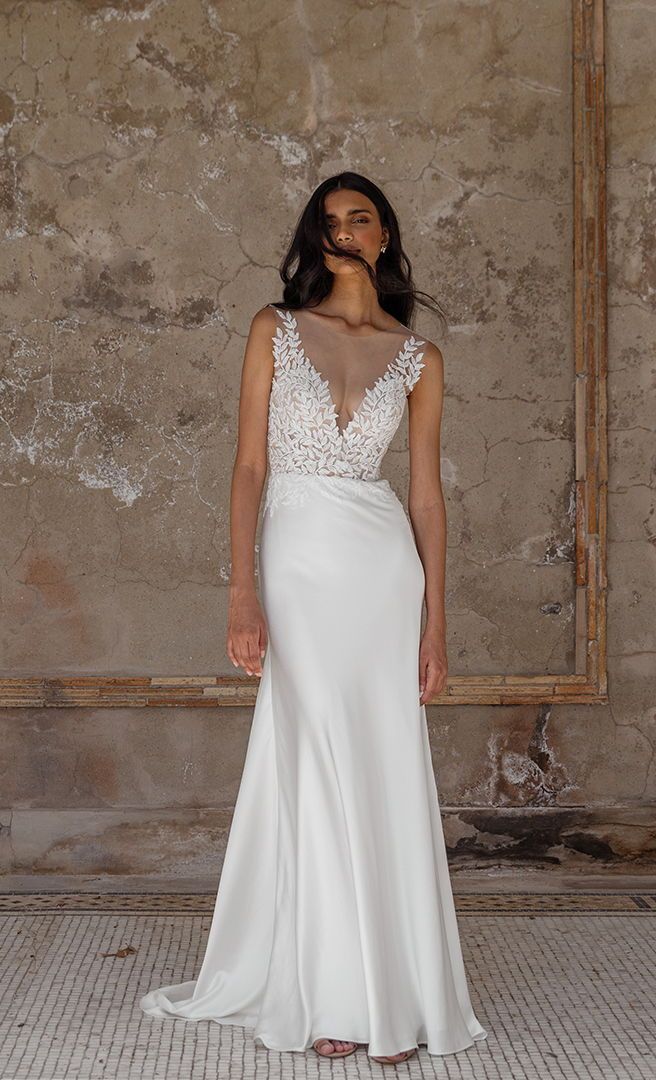 BHLDN Jenny Yoo Zola Wedding Gown - Elegant Lace Bridal Dress for Beach, Garden & Formal Ceremonies
