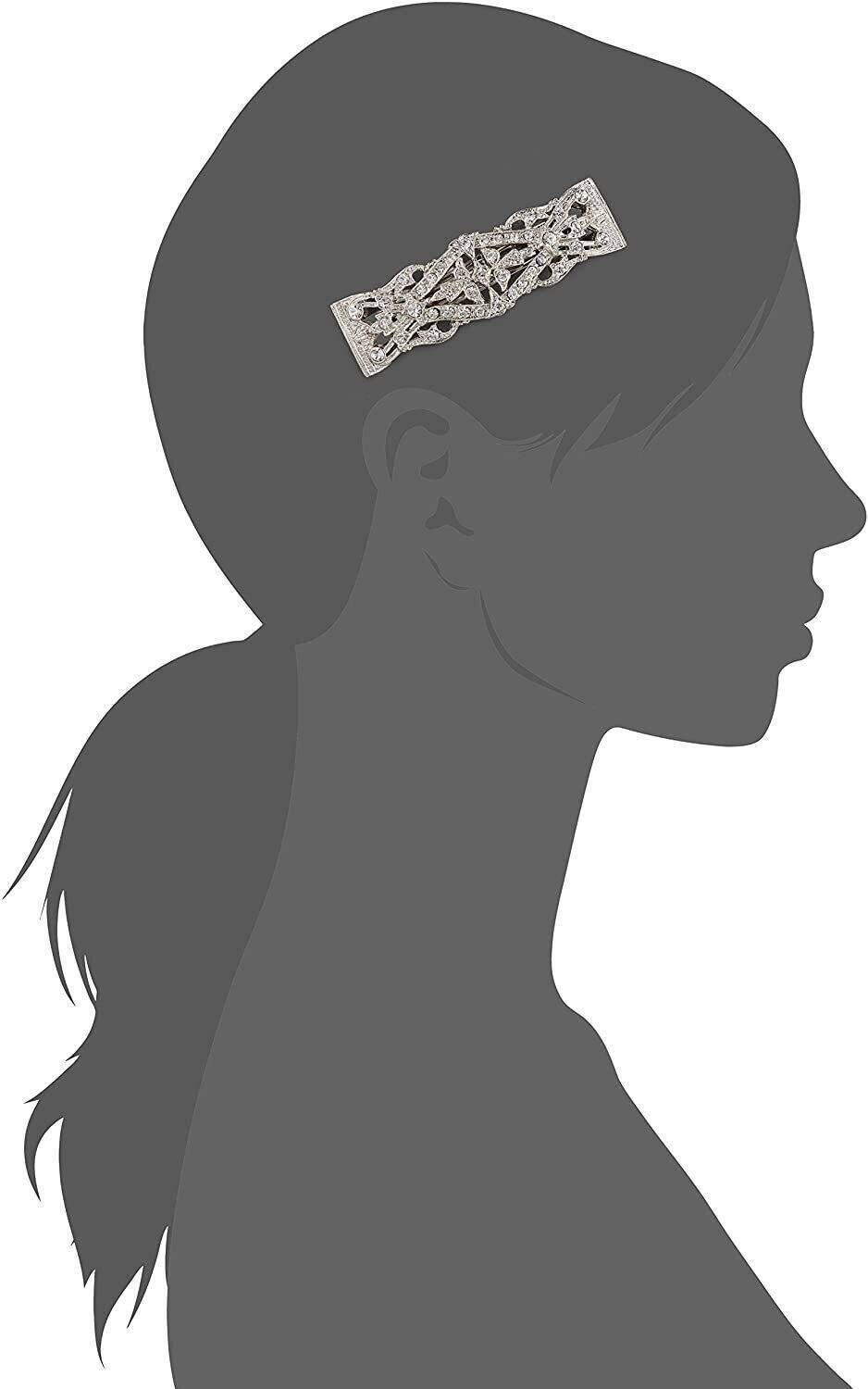 Opulent Multi Crystal Clear Barrette Hair Clip for Bridal & Wedding Hairstyles - 1928 Bridal Essentials Collection - Perfect for Brides, Bridesmaids & Formal Events