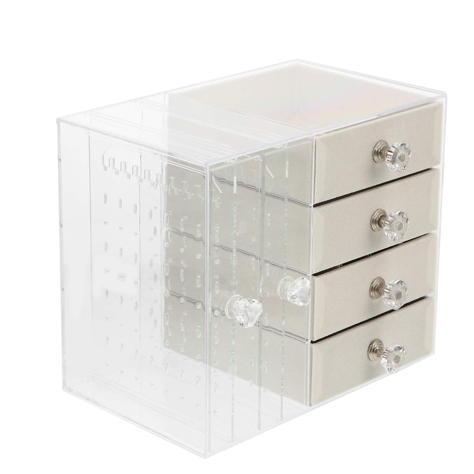 Cabilock 1pc Clear Acrylic Jewelry Box Organizer with Trays - Drawer Display Stand for Bracelets, Earrings & Necklaces - Perfect for Retail Stores, Boutiques & Home Jewelry Organization