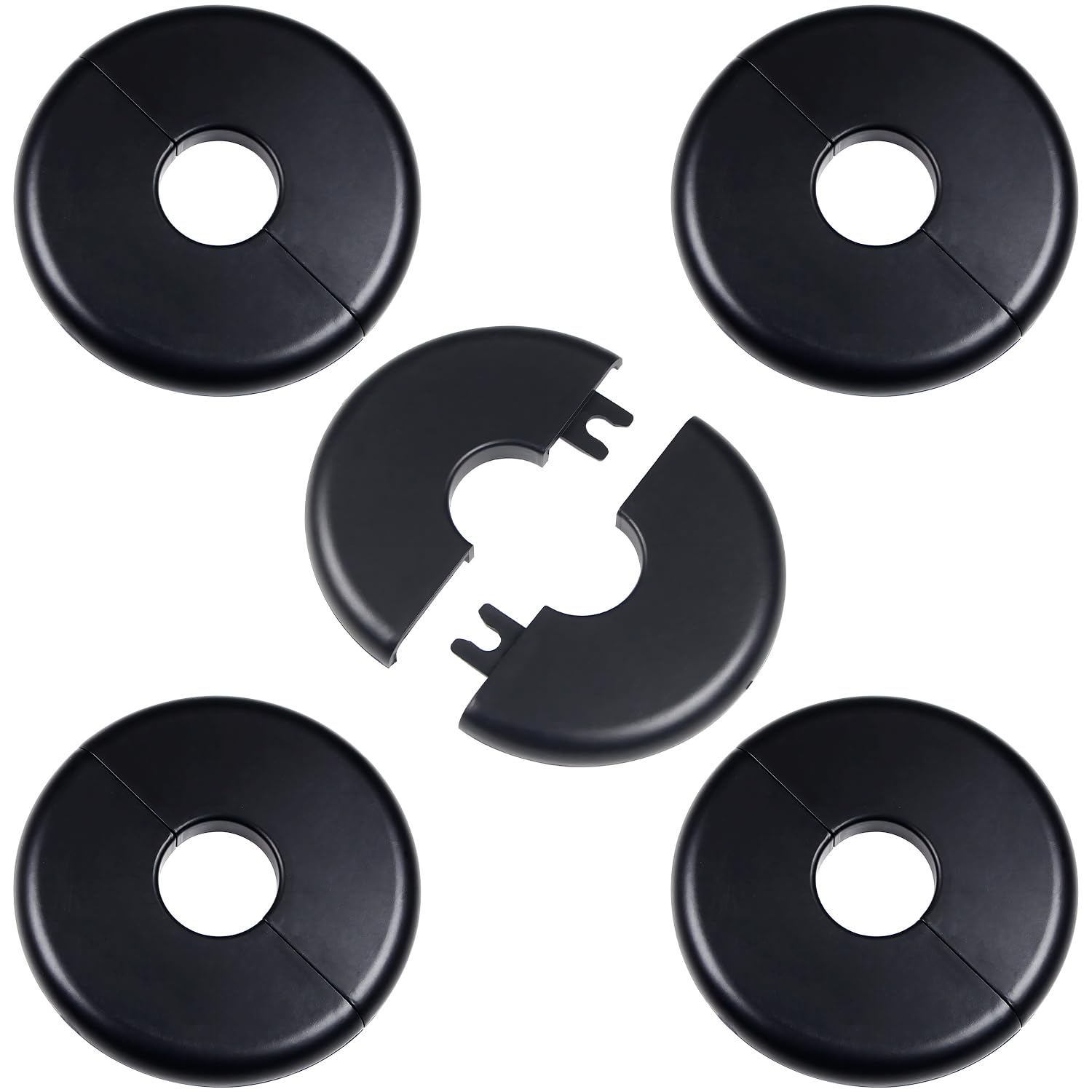 5Pcs Black ABS Self-Adhesive Wall Split Flange - 1