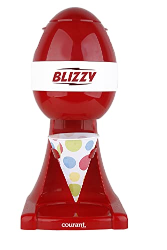 Courant Red Snow Cone Machine - Countertop Shaved Ice Maker for Desserts, Birthday Parties & Summer Treats | Includes Cones for Easy Serving | Perfect for Home, Cafes & Outdoor Events