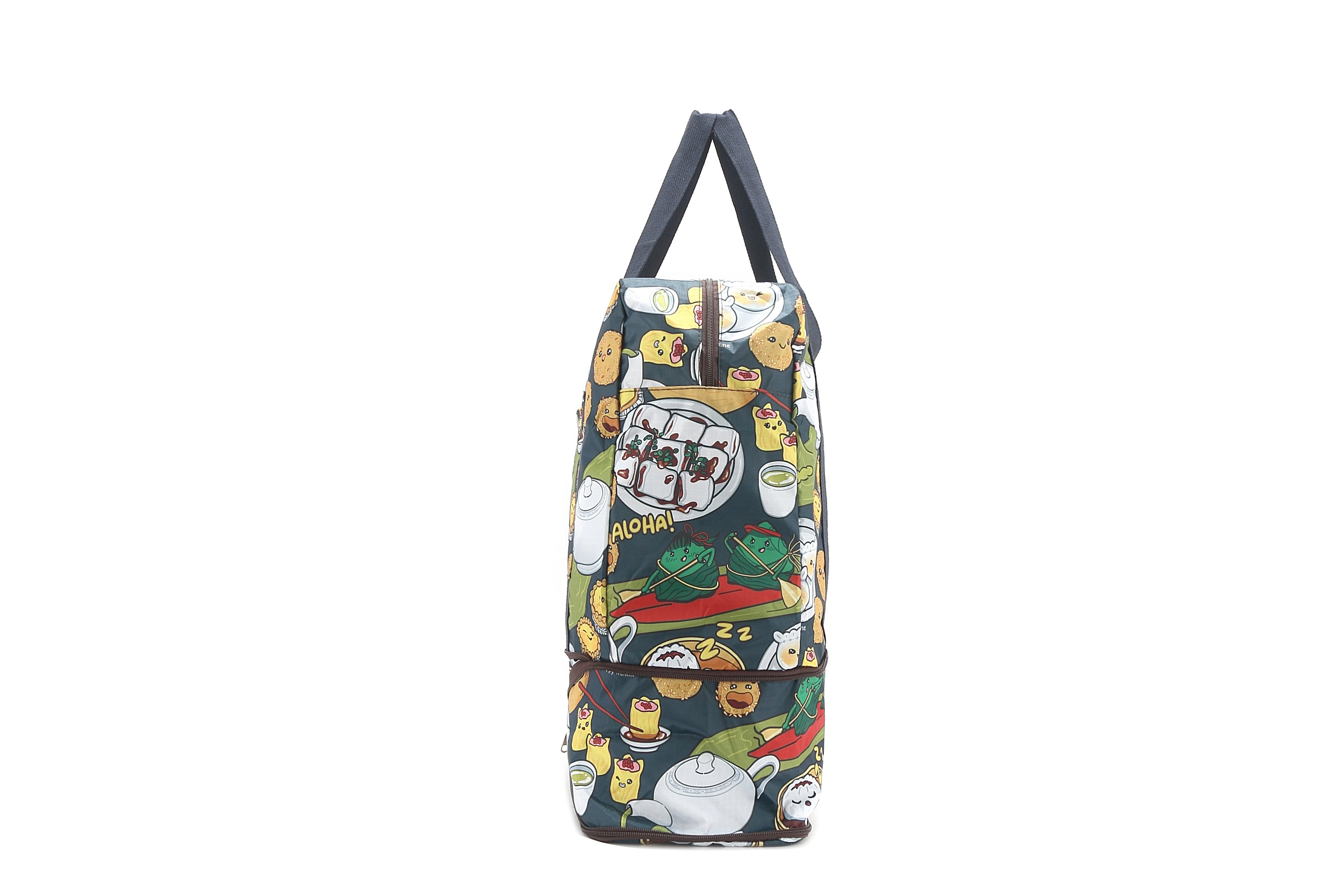 Foldable Duffle Bag for Travel & Gym - Waterproof Carry-On Duffel with Shoulder Strap (Sophie Dim Sum Grey) - Perfect for Weekend Trips, Sports Gear & Workout Essentials