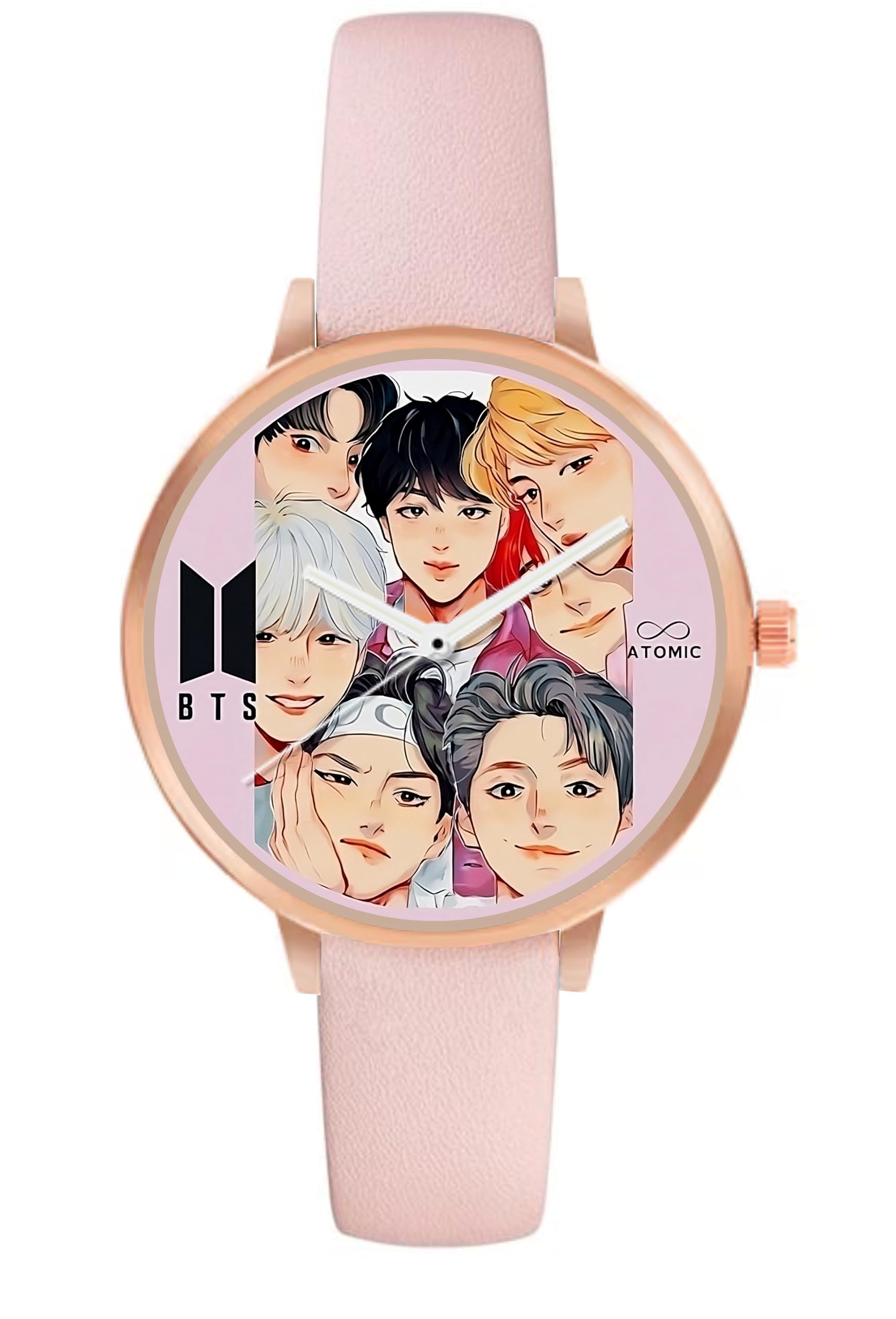 Stylish Atomic Elegant Rose Gold Pink BTS Watch for Girls - Premium Rose Gold Watch | Perfect for Everyday Wear, School, and K-Pop Fashion Accessories
