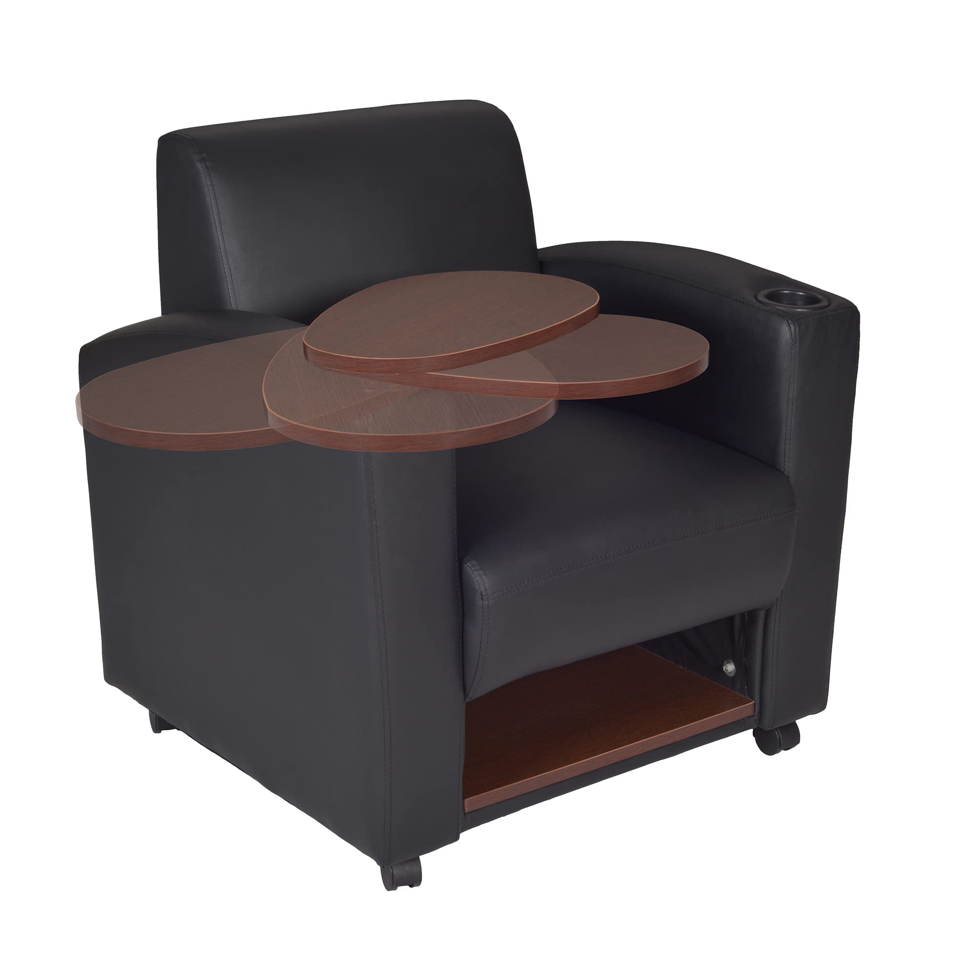 Regency Nova Side Chair with Tablet Arm & Underseat Storage - Set of 2 Black/Java - Perfect for Home Office, Study Room & Small Spaces