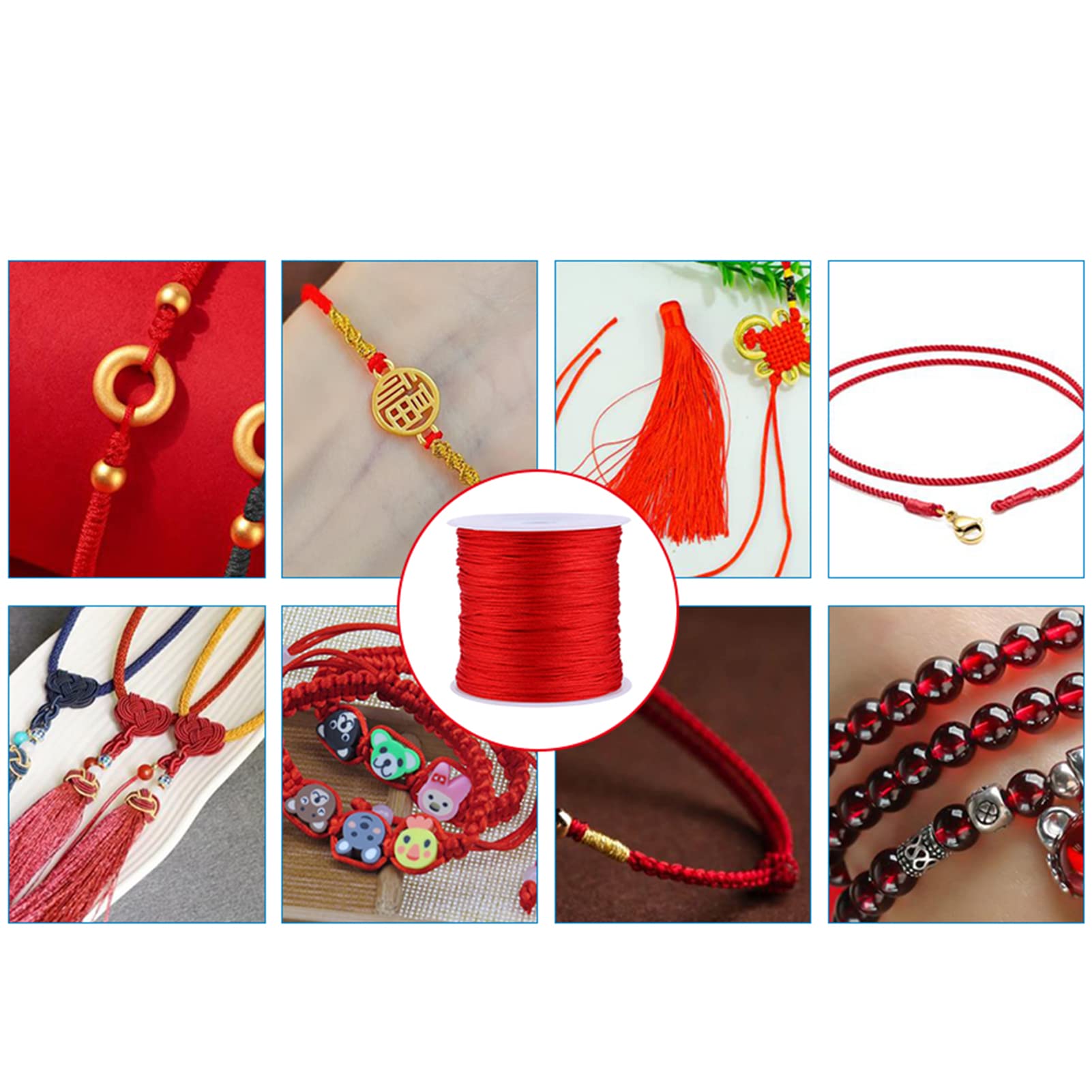 100m Red Nylon Chinese Knot Rope (0.8mm) - Traditional Decorative Cord for DIY Crafts, Home Decor, Gift Wrapping & Festival Decorations