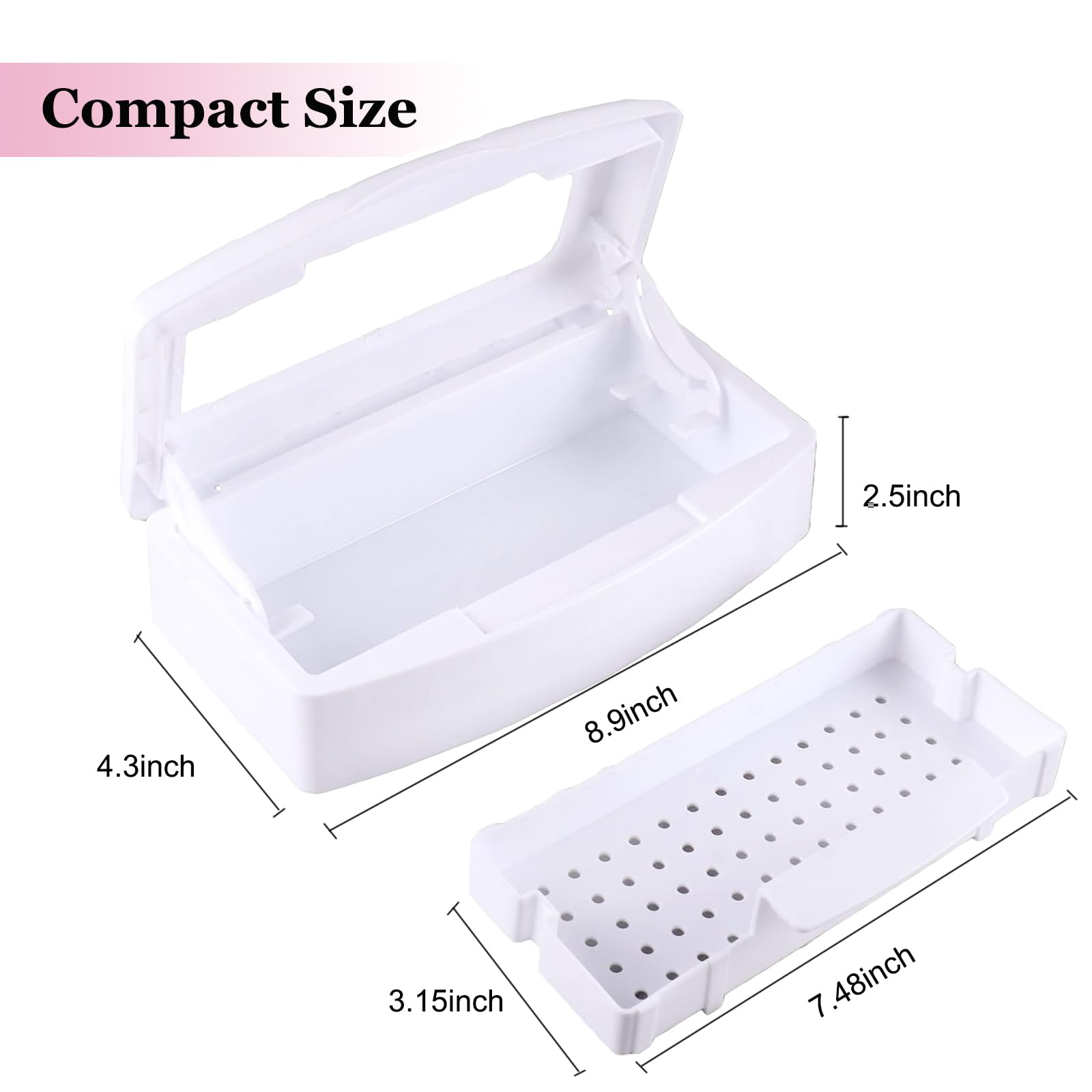 Professional Nail Tool Sterilizer Box - UV Sanitizer for Nail Clippers, Tweezers & Manicure Tools | Portable Disinfection Tray for Salon, Spa & Home Use | White Plastic Hygiene Case for Nail Artists & Estheticians