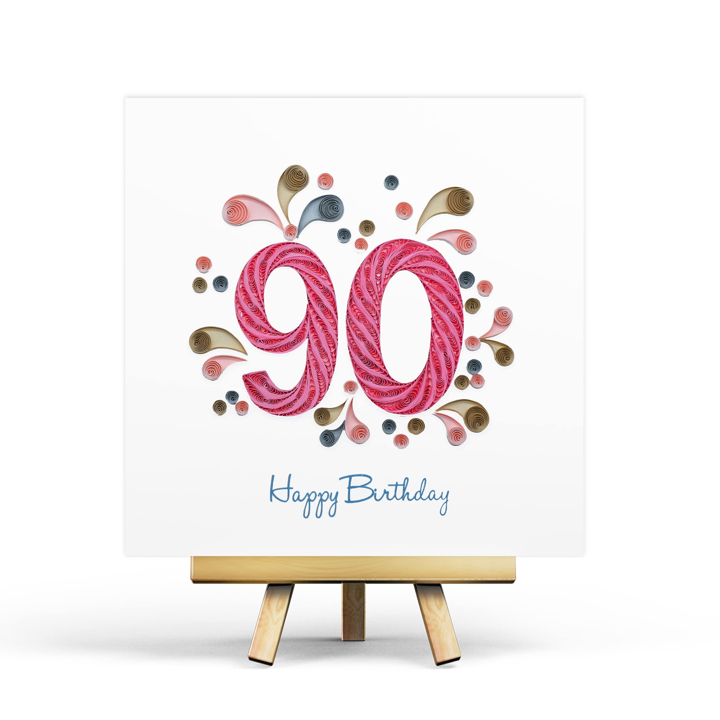 90th Birthday Quilling Card - Elegant Handmade 90 Design with Heartfelt Message Inside | Perfect for Milestone Celebrations & Gift Giving