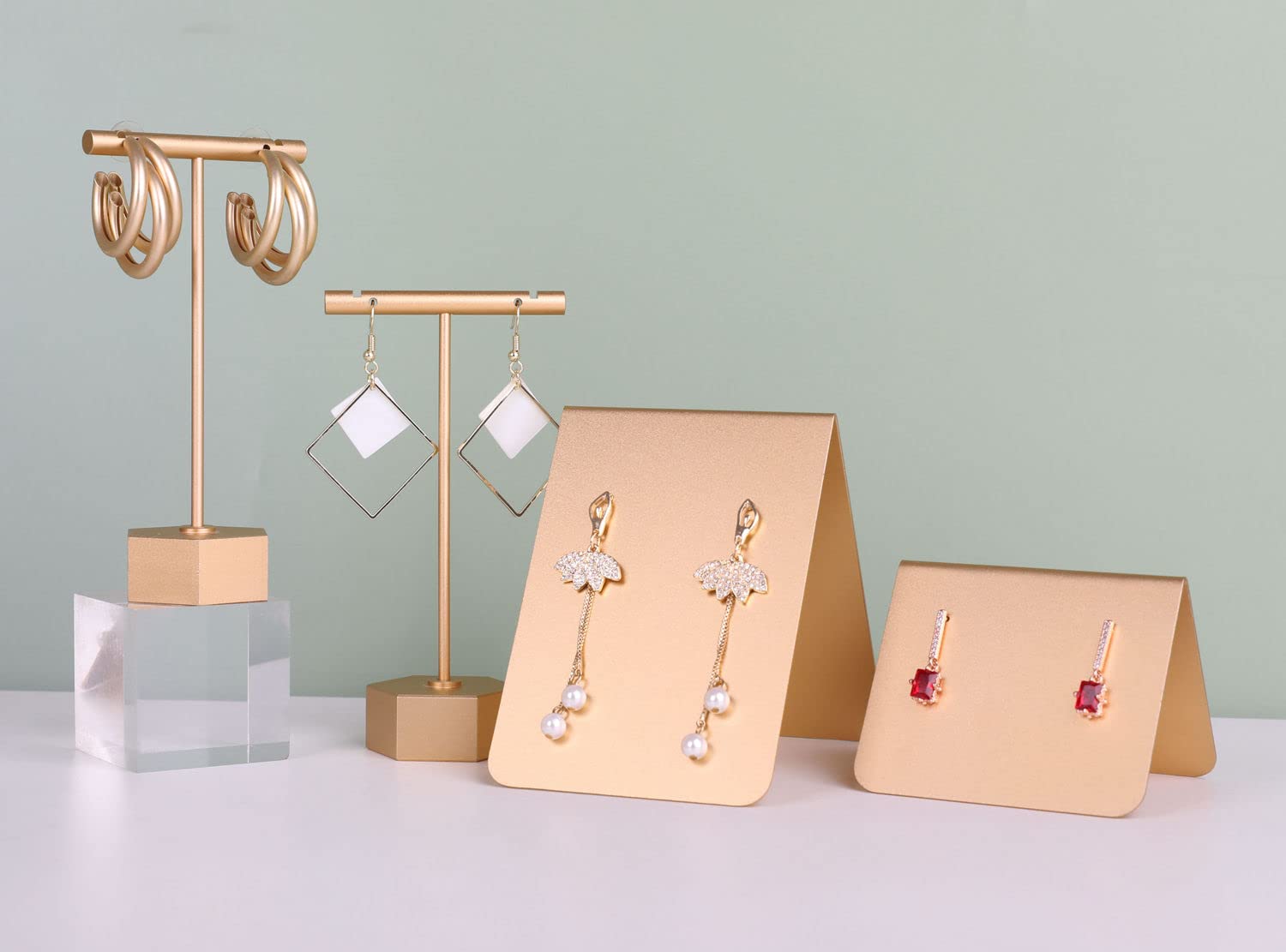 3pcs Gold Metal Earring Display Stand - Elegant Jewelry Organizer for Women | Perfect for Craft Shows, Boutique Retail & Home Storage | Stylish Earring Holder for Selling & Showcasing Jewelry Collection
