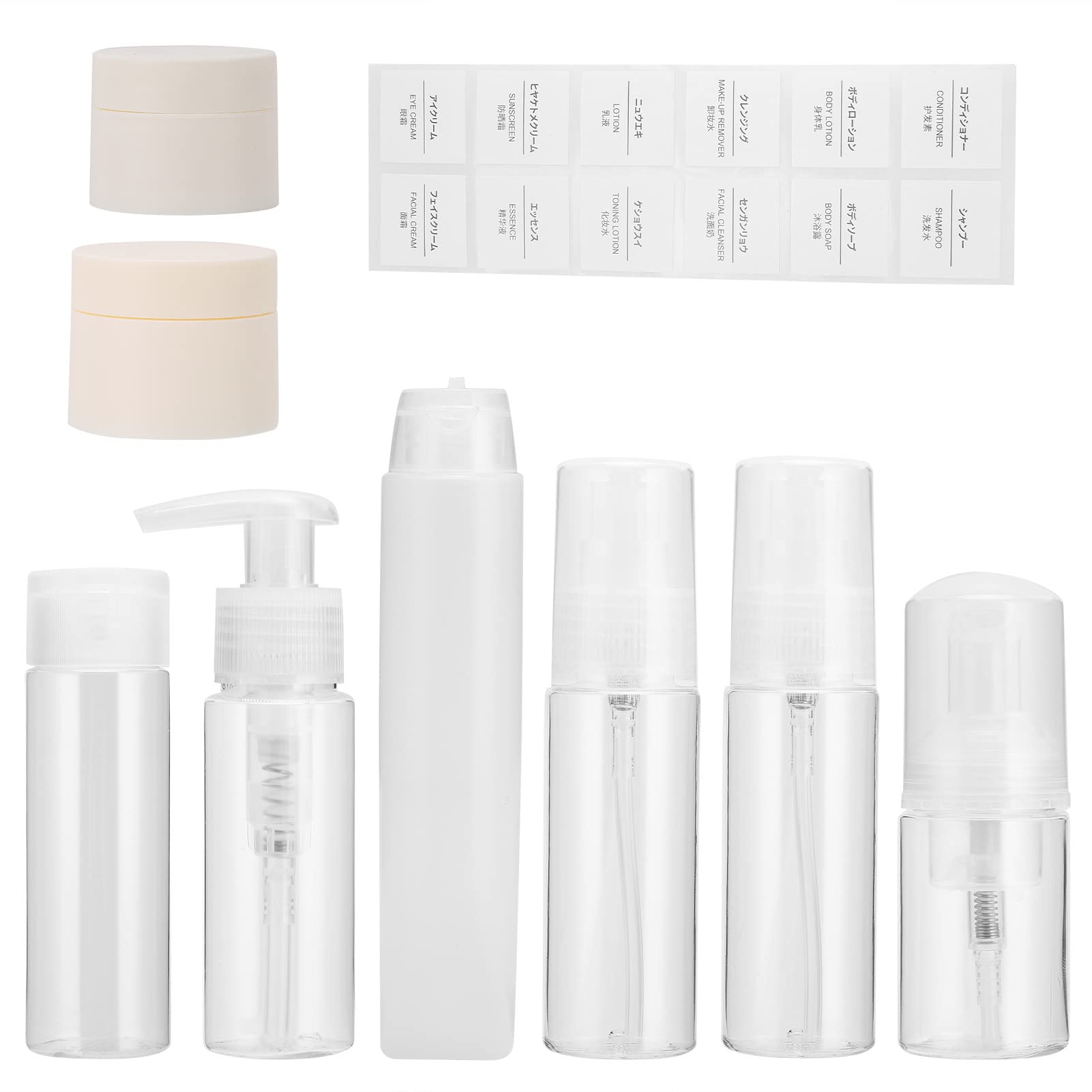 EXCLUZO 8-Piece Travel Bottle Set - Leak-Proof Refillable Clear Plastic Toiletry Containers for Shampoo, Lotion & Cosmetics | TSA Approved for Airplane Carry-On & Vacation Essentials