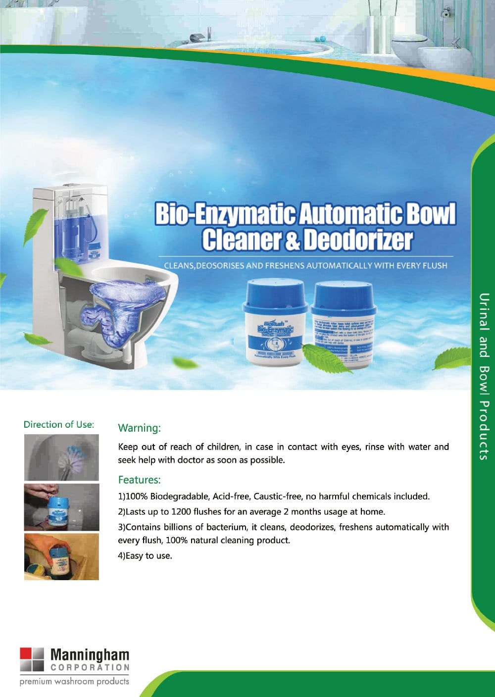 Eco-Friendly Blue Bio Enzymatic Automatic Bowl Cleaner - Fast & Effective Stain Removal for Kitchen Sinks, Bathrooms & Pet Bowls - Perfect for Home, RV & Camping Use