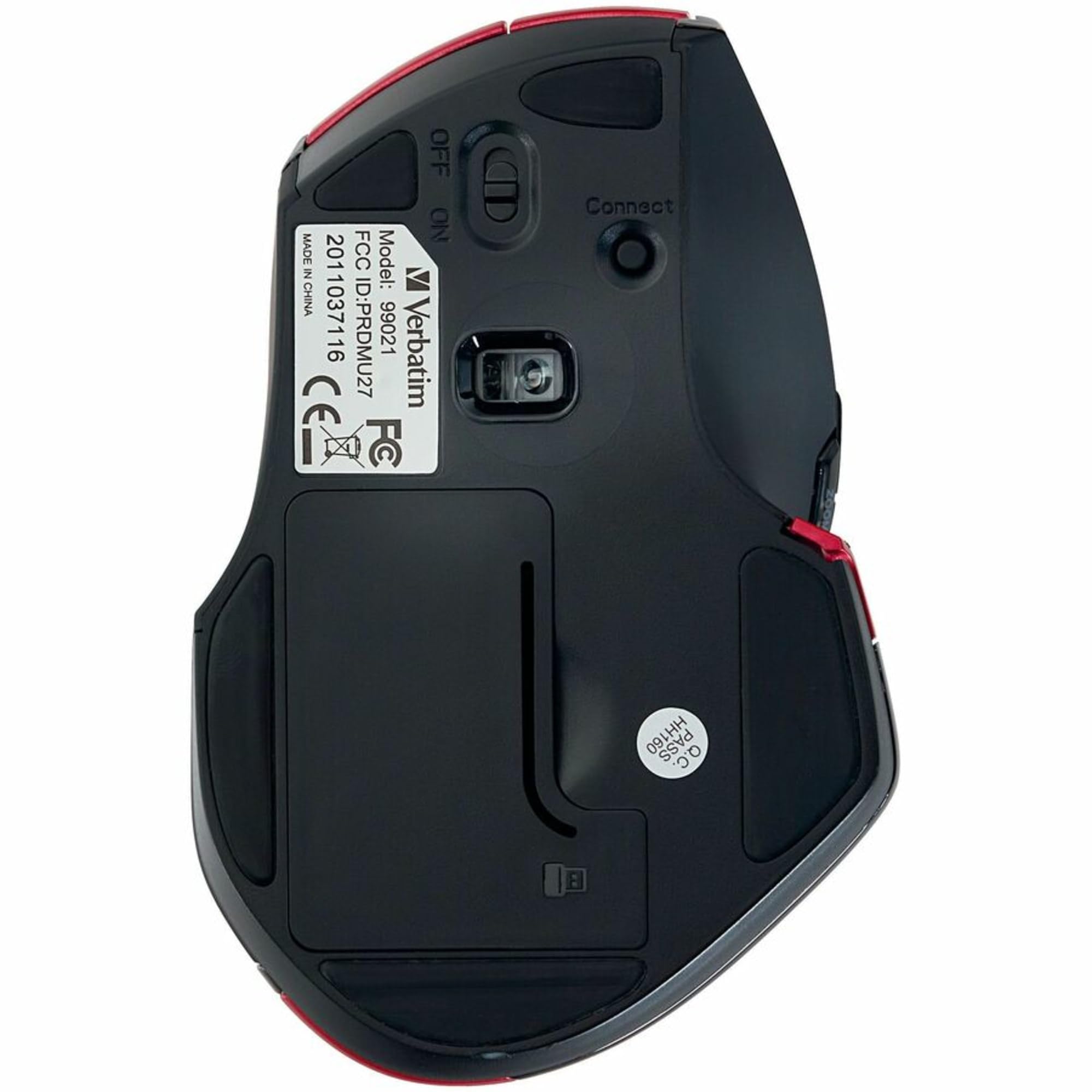 Verbatim Wireless 8-Button Ergonomic Mouse with Blue LED - Portable for Mac & Windows, Ideal for Office & Gaming - Red