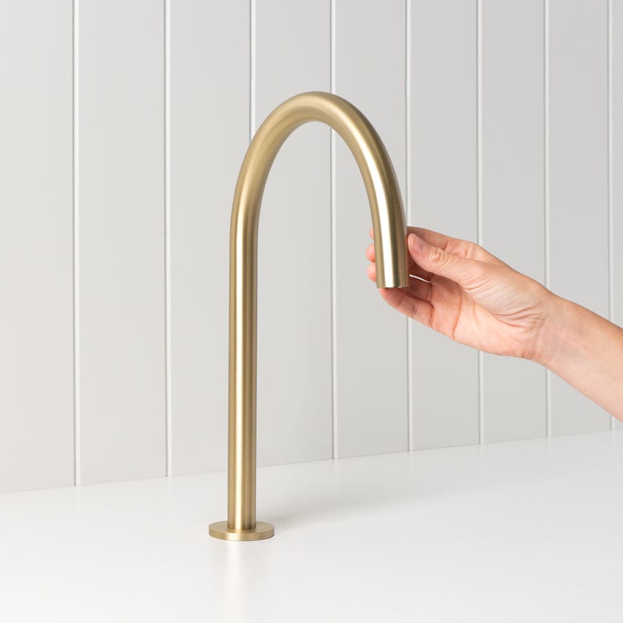 Sydney Basin Spout Brushed Brass - Premium Bathroom Faucet for Modern Sink - Perfect for Home Renovation & Luxury Bathroom Design