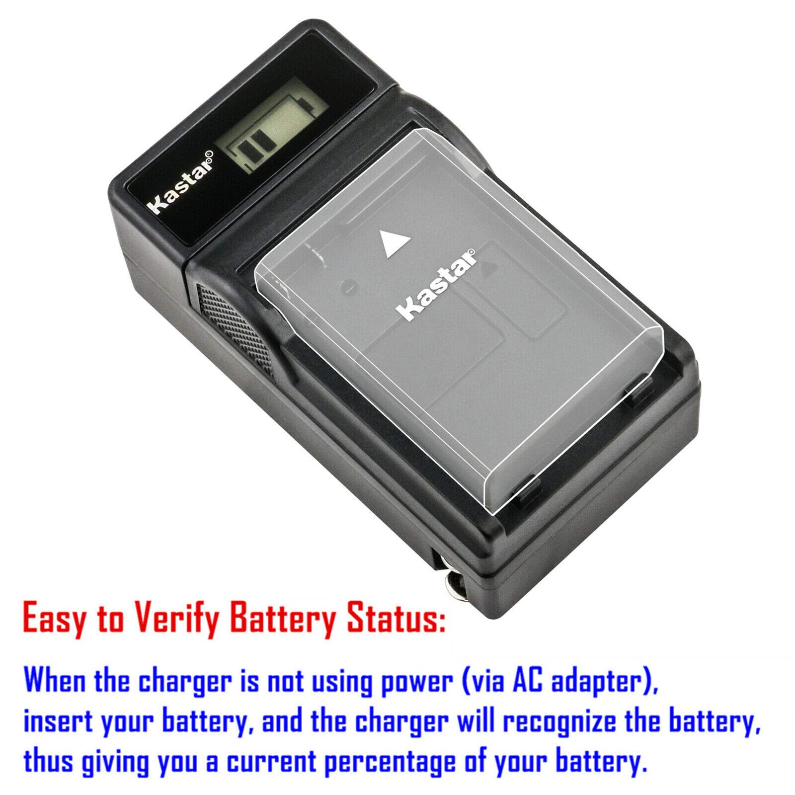 Kastar 4-Pack VW-VBG6 Pro Battery & LCD AC Charger for Panasonic AG-HSC1U/AC7/AF100/AF105A/AC130/AC160 Camcorders - Perfect for Professional Videography, Travel Vlogging & Outdoor Filming