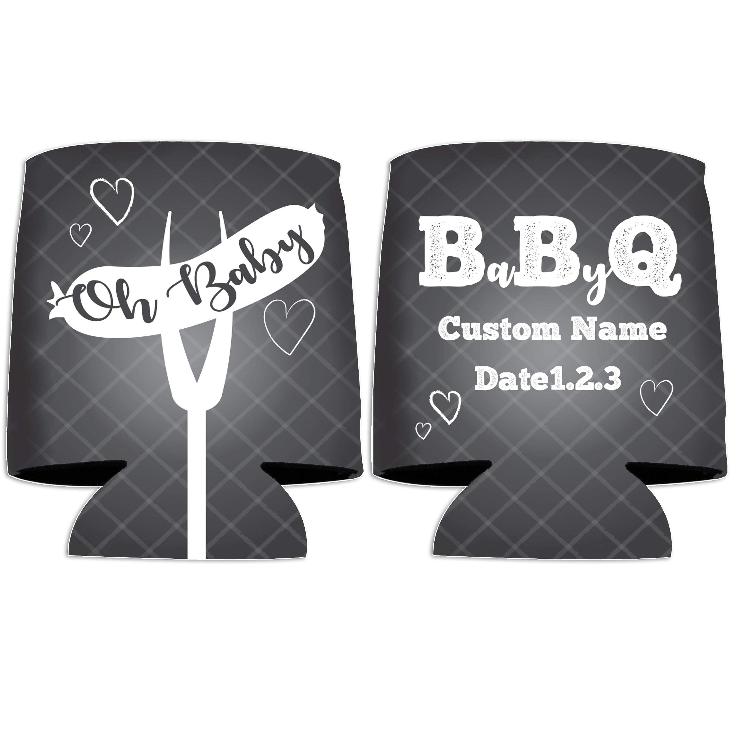 Custom Baby Shower Can Cooler - Oh Baby BabyQ Insulated Beverage Sleeve for Baby Showers & BBQ Parties - Perfect for Outdoor Celebrations, Gender Reveals & Summer Gatherings