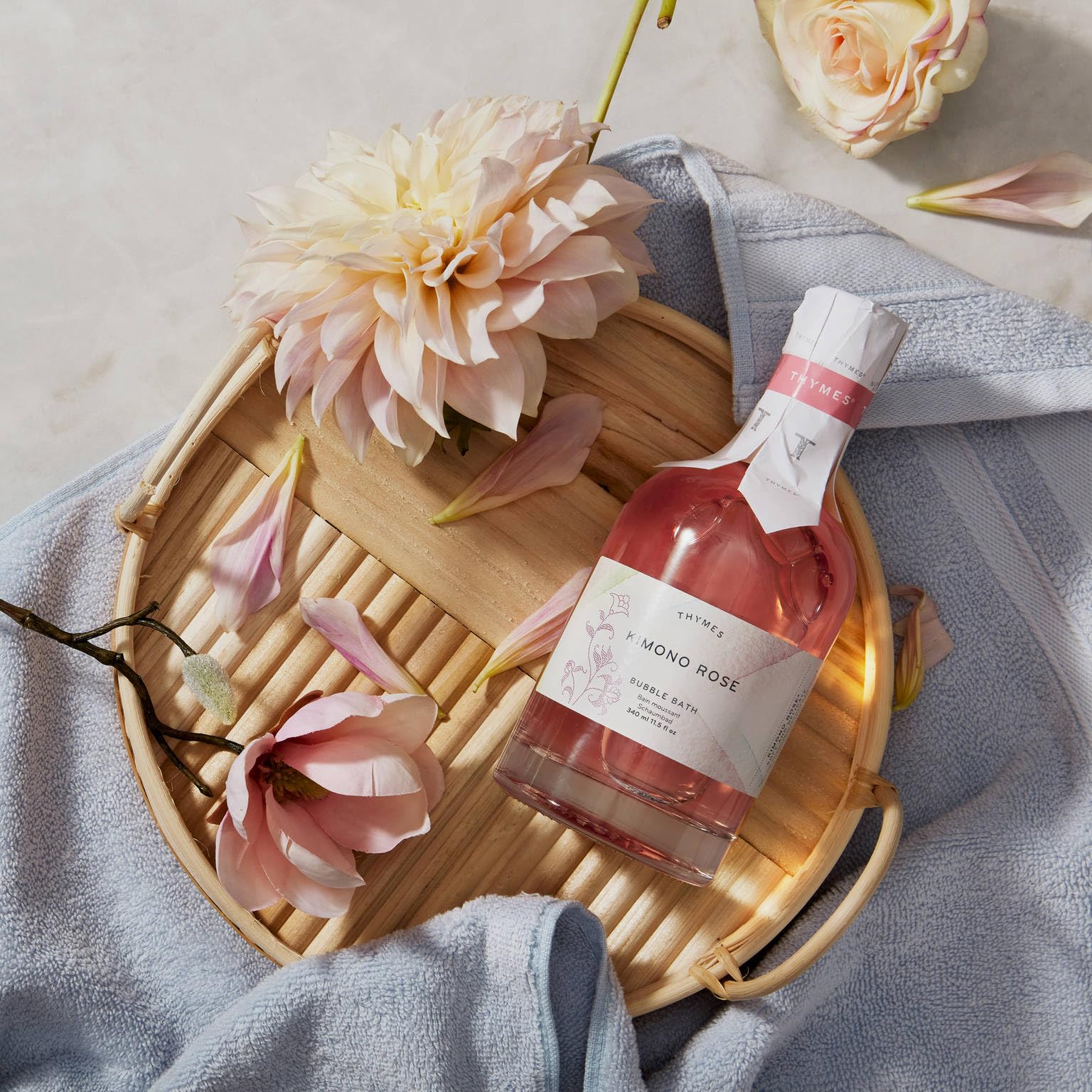 Thymes Kimono Rose Bubble Bath - 11.5 Fl Oz (340ml) - Luxurious Rose Scented Bath Soak for Relaxation & Self-Care - Perfect for Spa Nights & Gift Sets