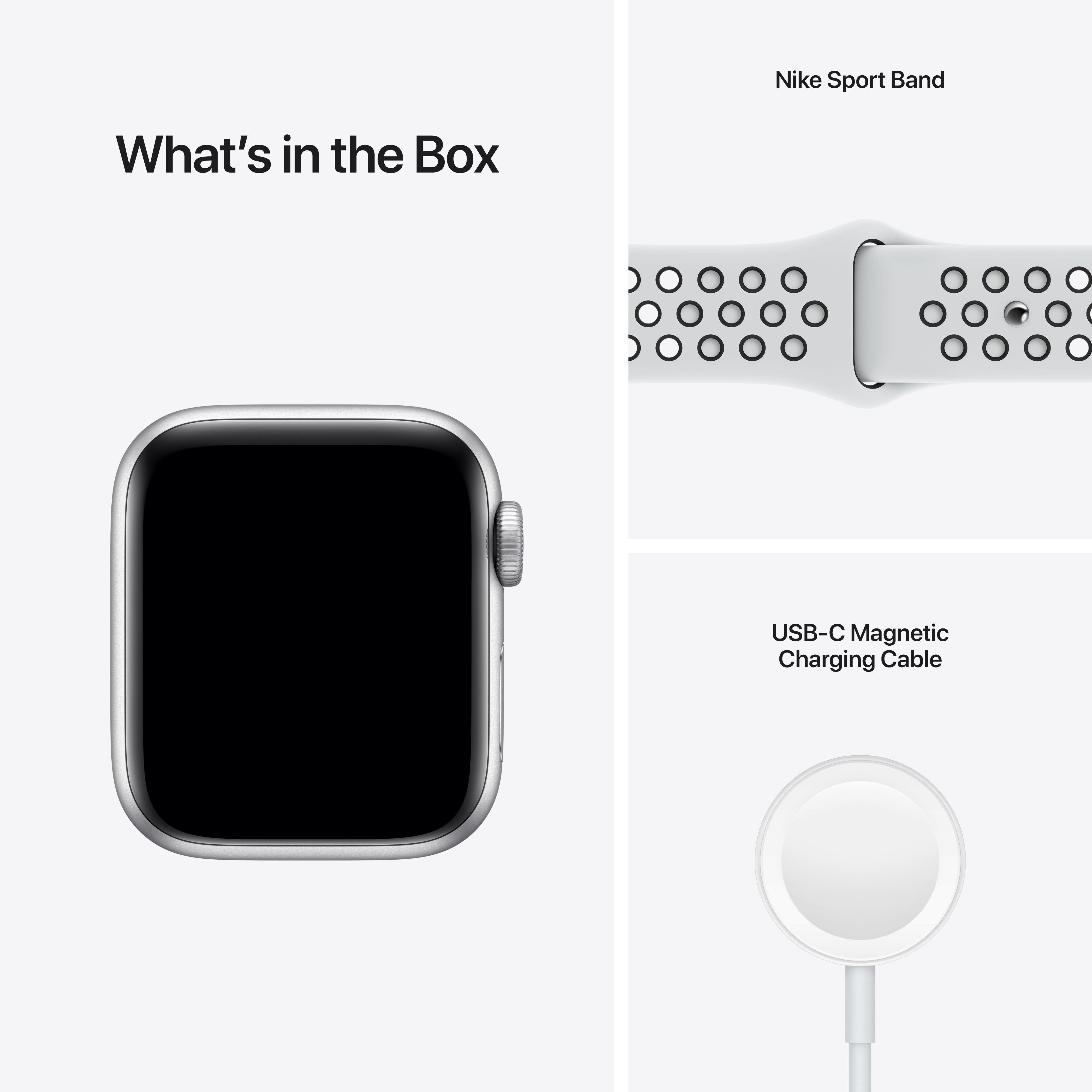 Apple Watch Nike SE (GPS) 40mm Silver Aluminum Case with Platinum/Black Nike Sport Band - Perfect for Running, Workouts & Daily Fitness Tracking