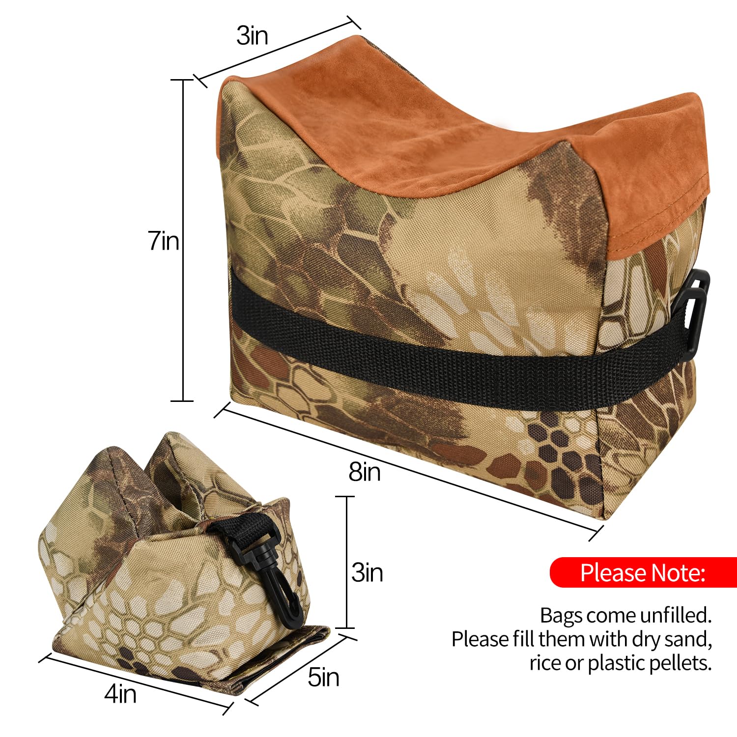 Best Shooting Rest Bags for Rifle Hunting - Front & Rear Support Sandbag Stand Holders with 600D Polyester (Unfilled) - Perfect for Range Practice & Outdoor Hunting