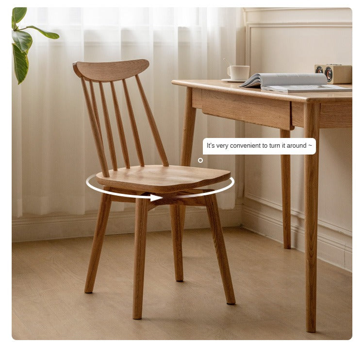 Premium Oak Solid Wood Windsor Chairs - 360 Degree Swivel Dining Set of 4 - Perfect for Kitchen, Dining Room & Home Office Furniture