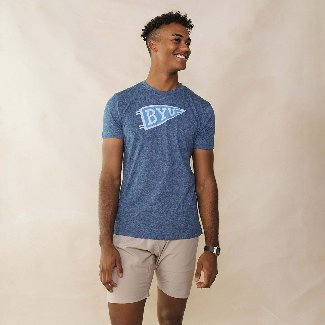 BYU Men's Classic Cotton T-Shirt - Navy Blue, Comfortable & Breathable for Casual Wear, School Spirit, and Everyday Outfits