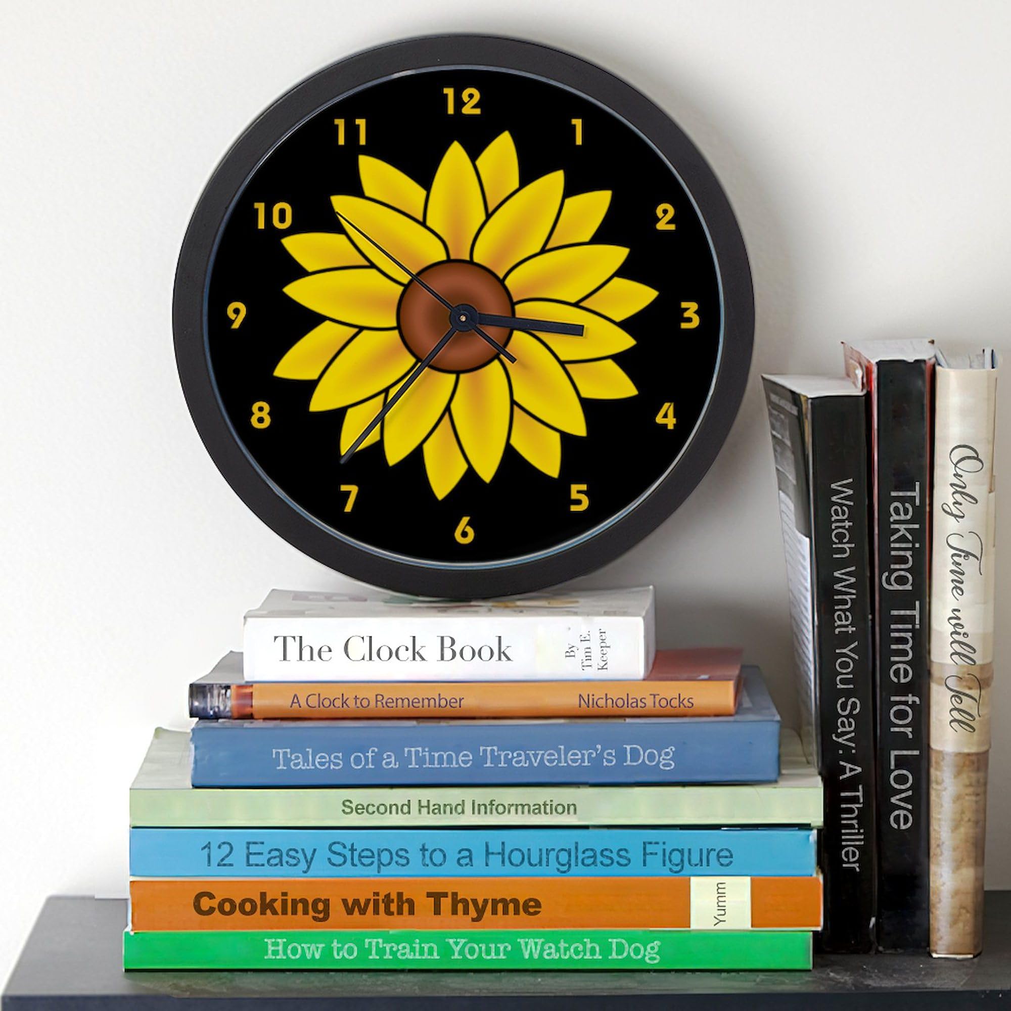 Sunflower Wall Clock 10 Inch - Decorative Clock for Living Room, Kitchen, Office & Home Decor | Perfect for Farmhouse, Boho & Rustic Style Interiors