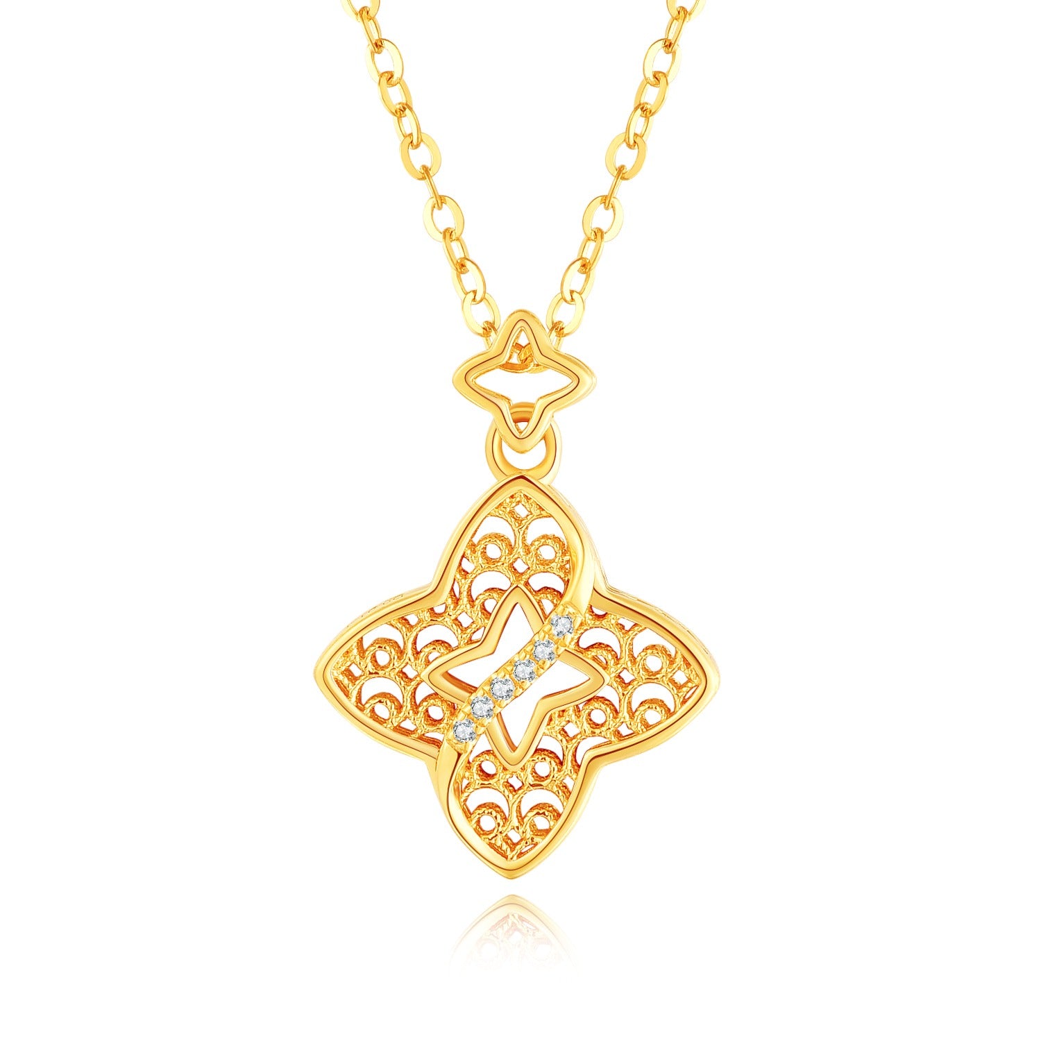 24K Gold Necklace with Diamond - Luxury Women's Jewelry Gift for Anniversary, Valentine's Day & Special Occasions - Perfect for Date Nights, Weddings & Formal Events