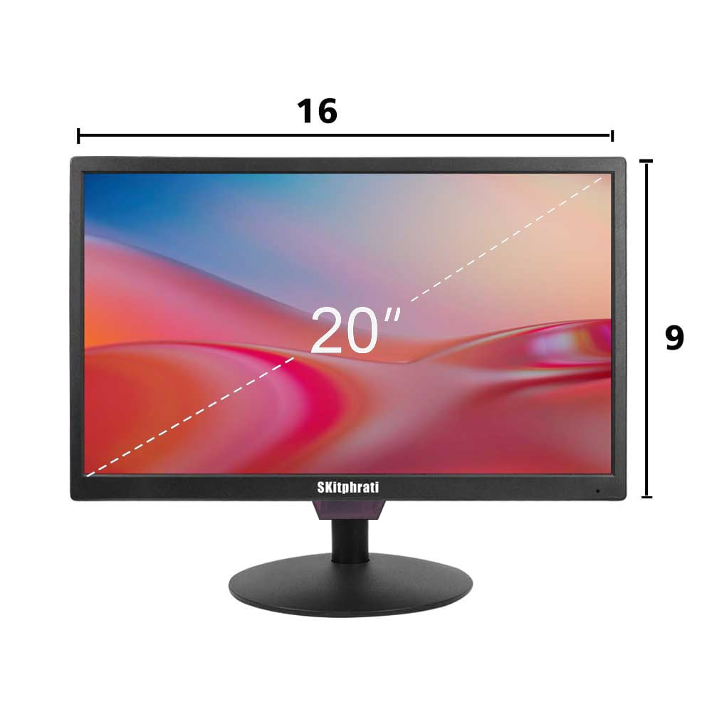 20 Inch LED PC Monitor - 1600x900 Resolution with HDMI/VGA/BNC/AV Ports & Built-in Speakers, VESA Mount Compatible for Desktop, Laptop & Computer - Perfect for Home Office, Gaming & Multimedia Entertainment