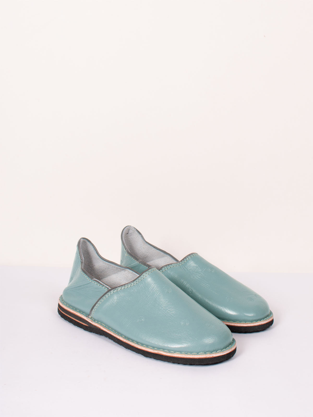 Authentic Moroccan Berber Babouche Slippers - Soft Seafoam Leather Comfortable House Shoes for Men & Women | Perfect for Home, Lounge, Spa, and Cultural Fashion